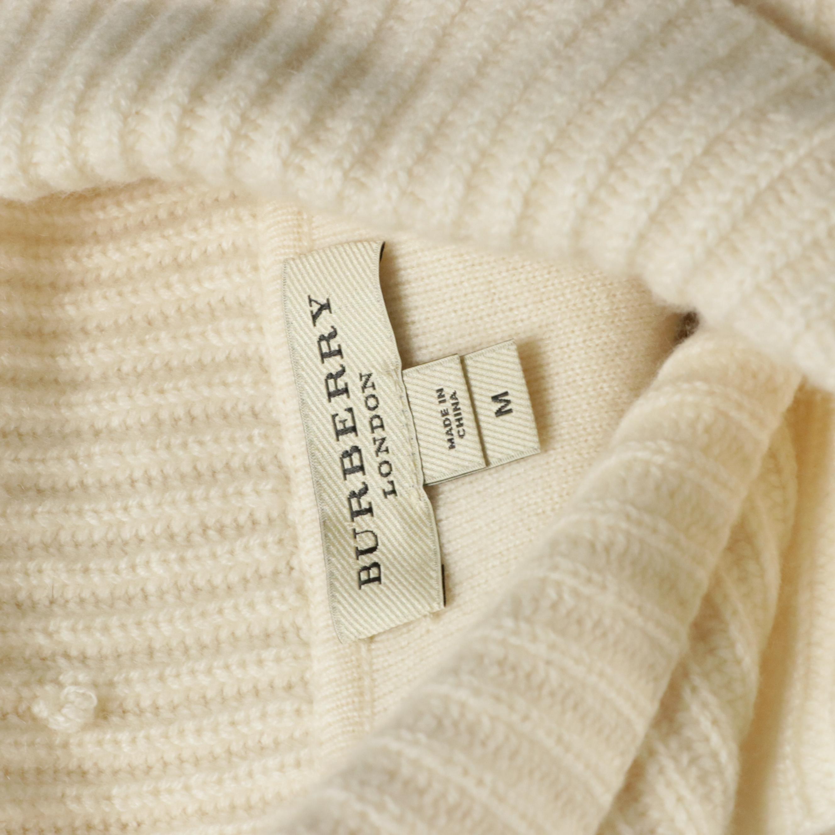 Burberry London Cream Wool/Cashmere Blend Shawl Collar Sweater
