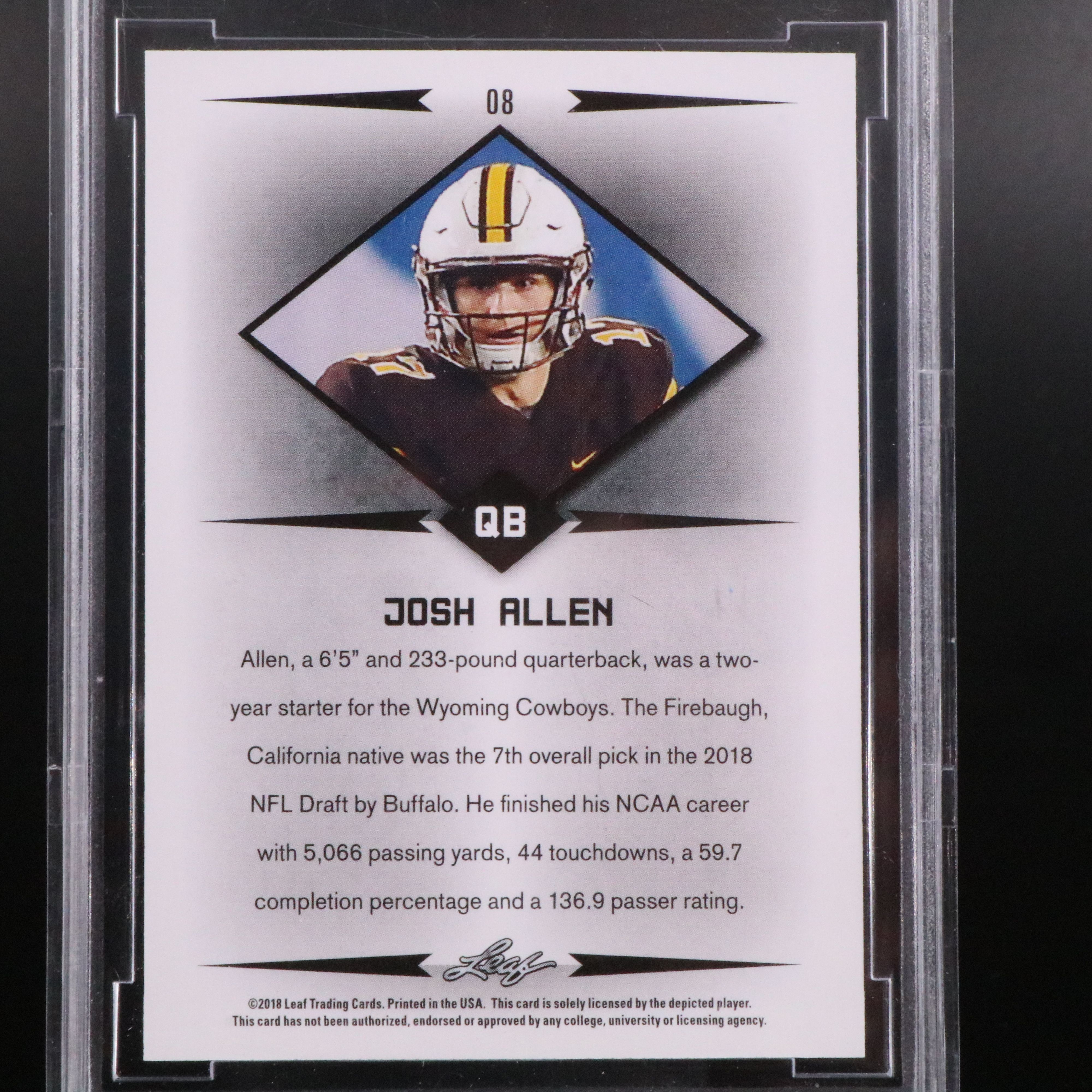 2018 Leaf Josh Allen Rookie Star Football Card Graded BCCG 10