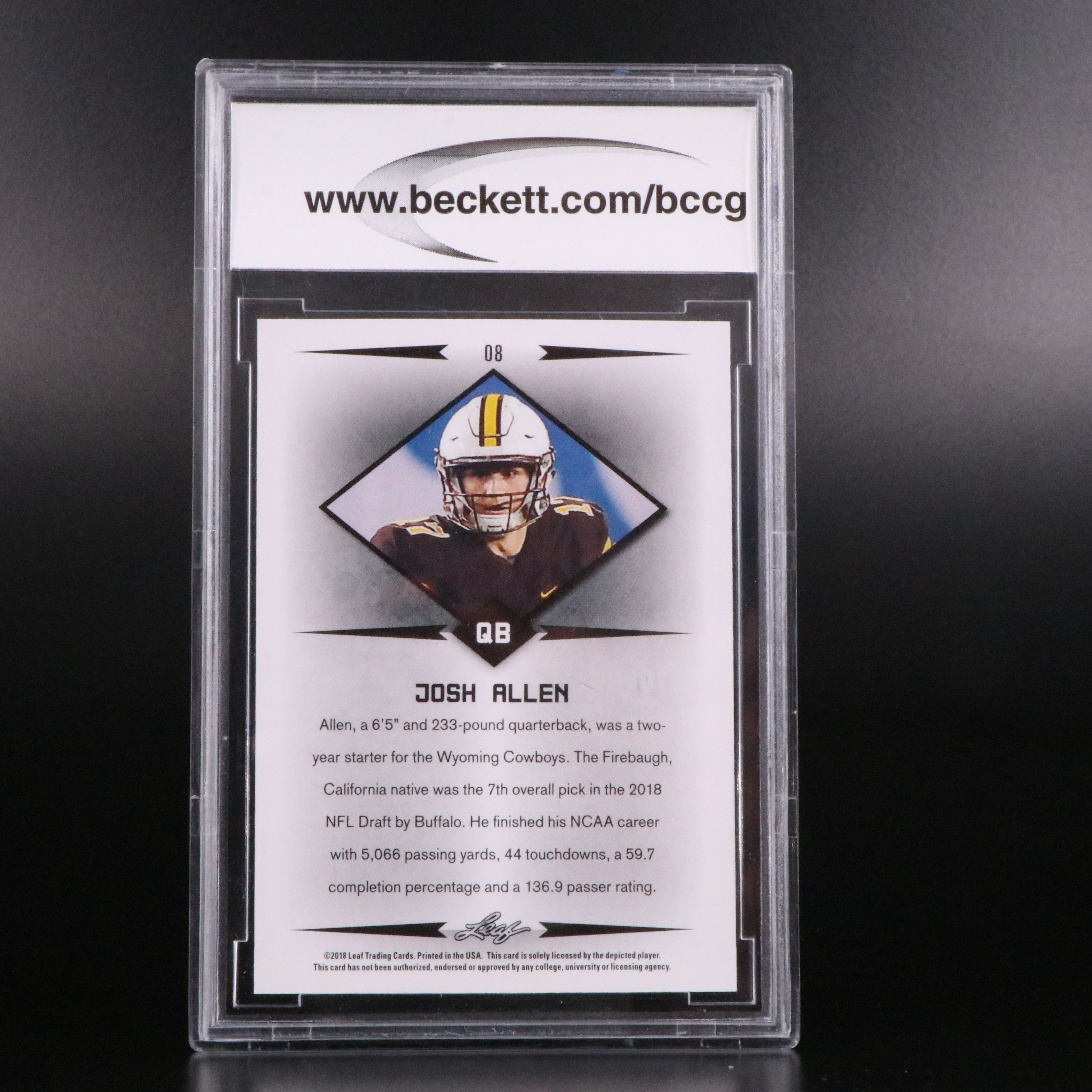 2018 Leaf Josh Allen Rookie Star Football Card Graded BCCG 10
