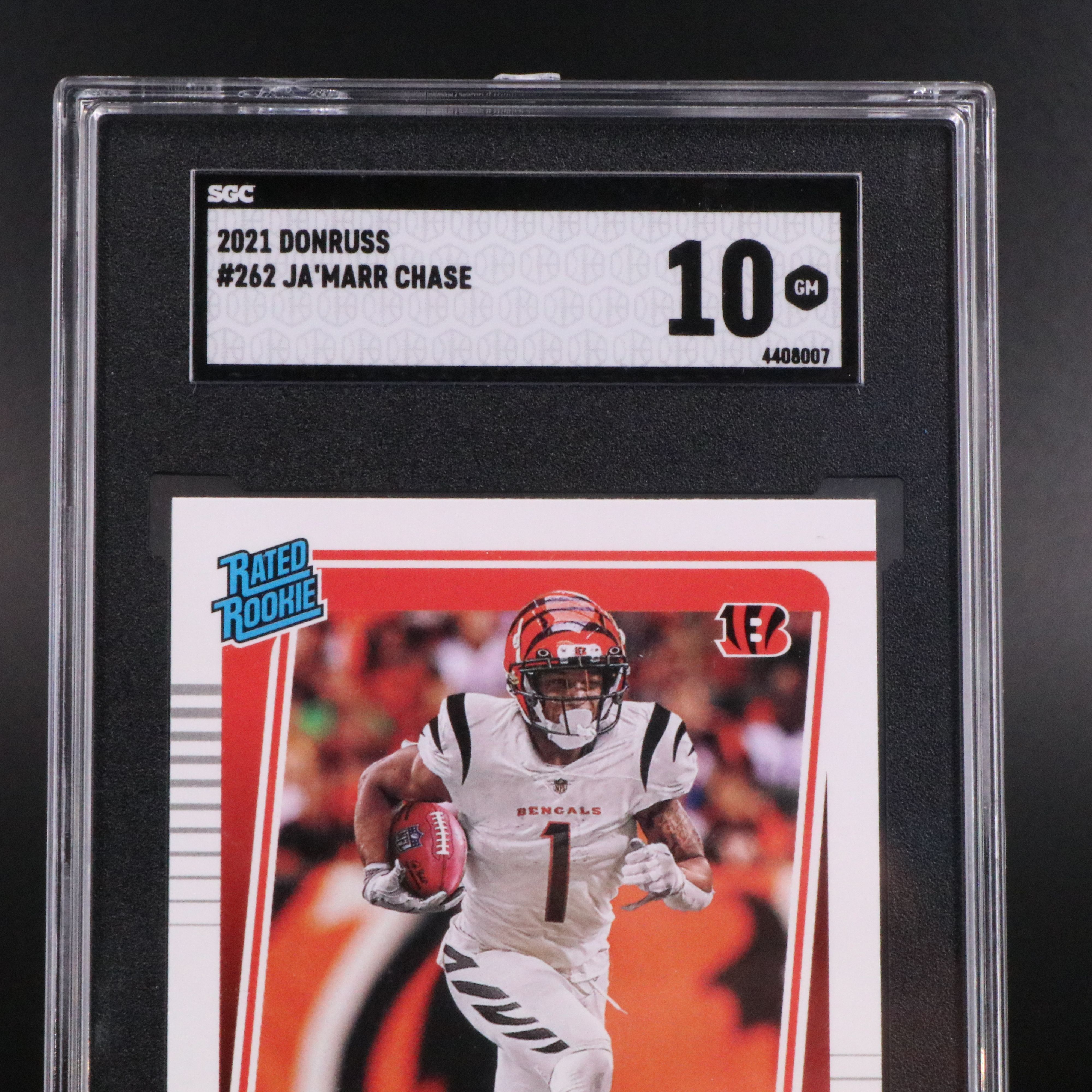 2021 Donruss Ja’Marr Chase Cincinnati Bengals Rated Rookie Card Graded SGC 10