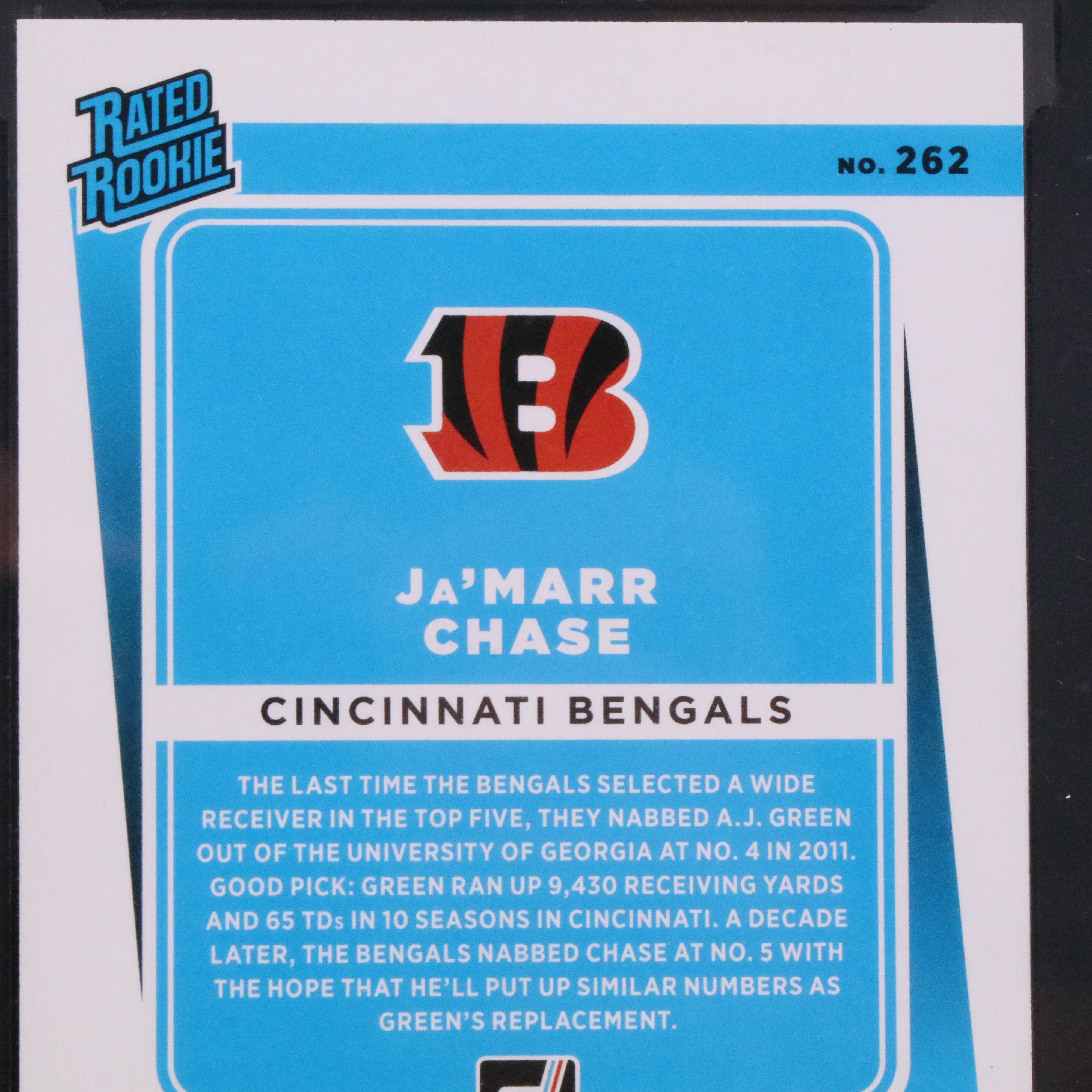 2021 Donruss Ja’Marr Chase Cincinnati Bengals Rated Rookie Card Graded SGC 10