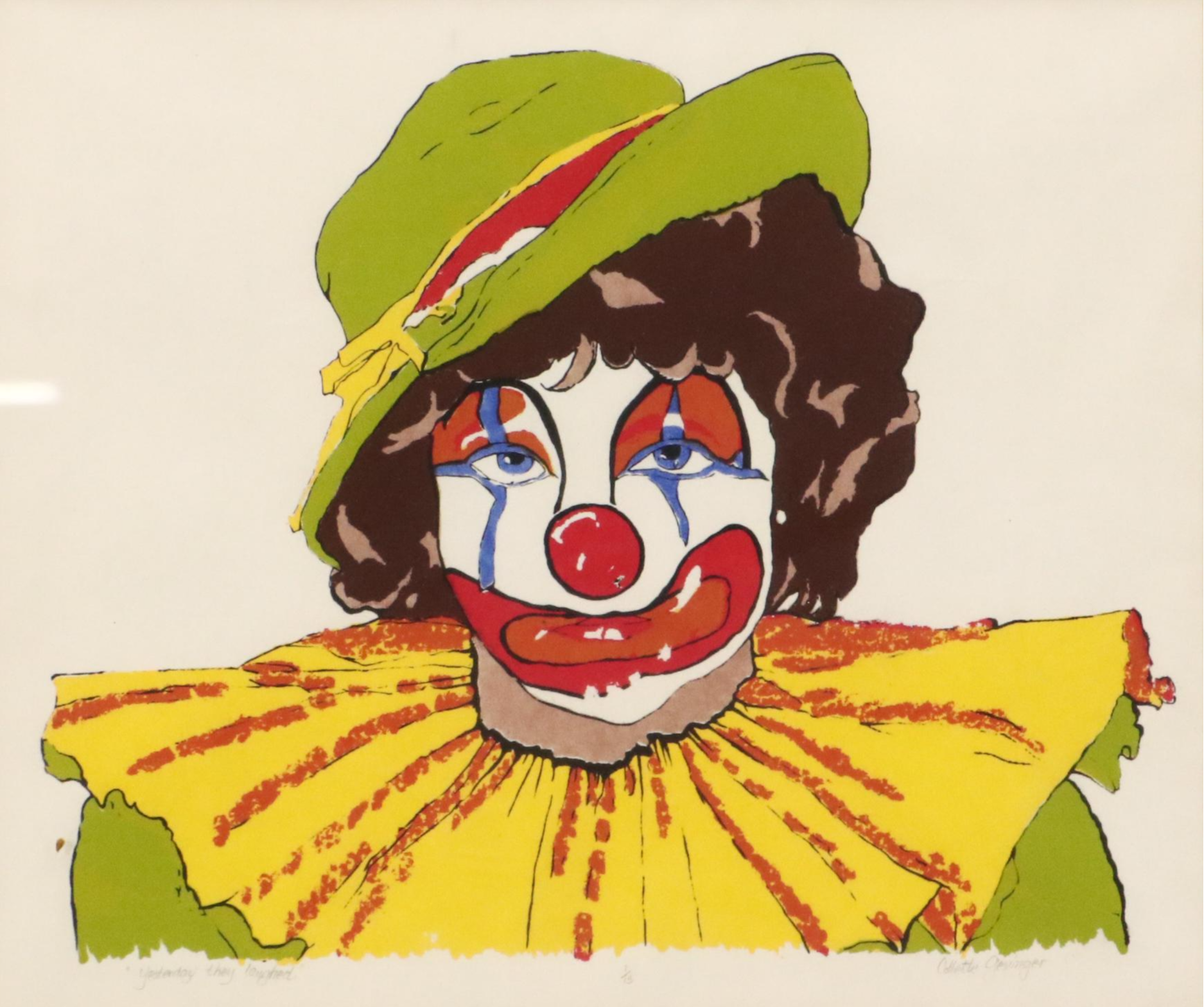 Collette Gesinger Serigraph Clown Portrait "Yesterday They Laughed"