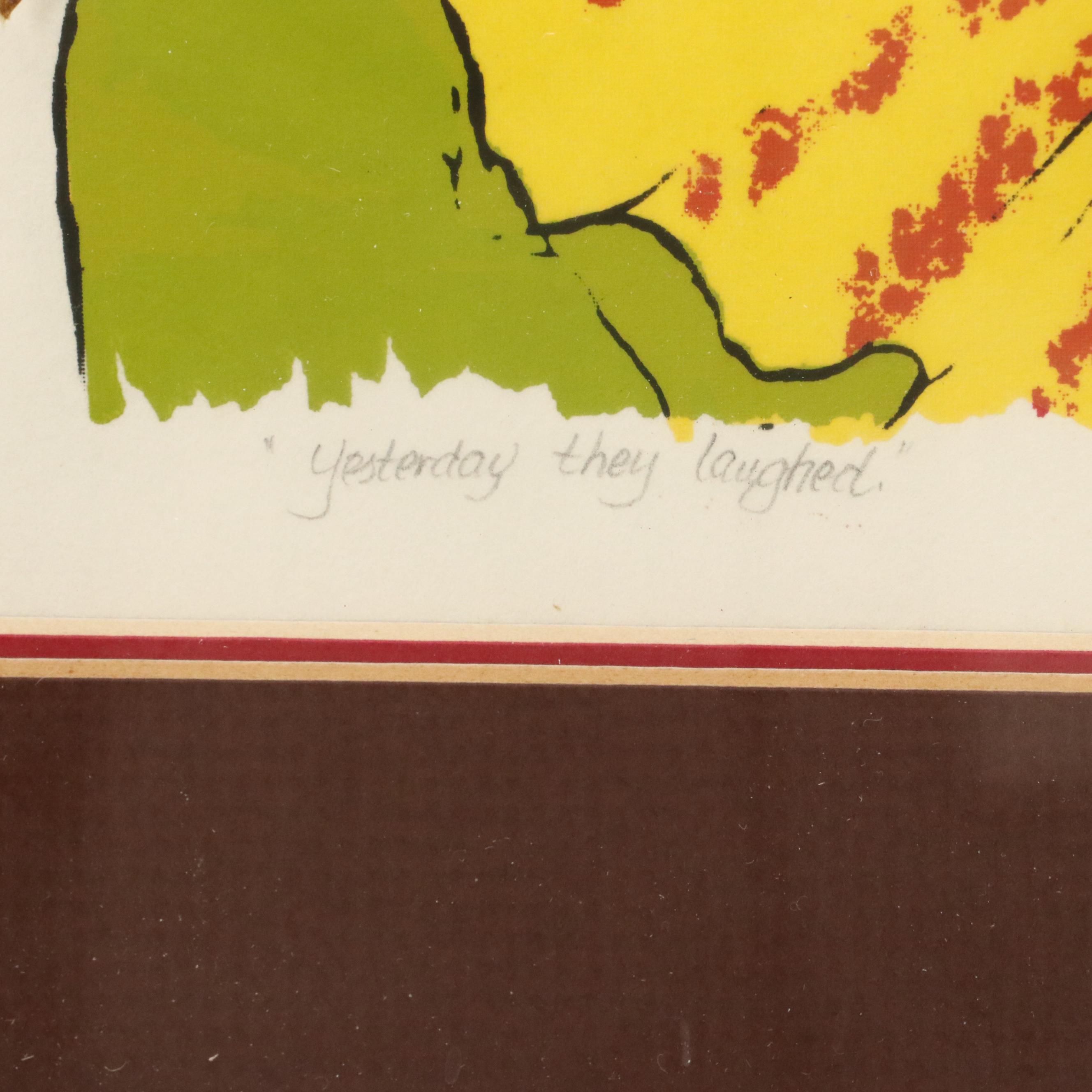 Collette Gesinger Serigraph Clown Portrait "Yesterday They Laughed"