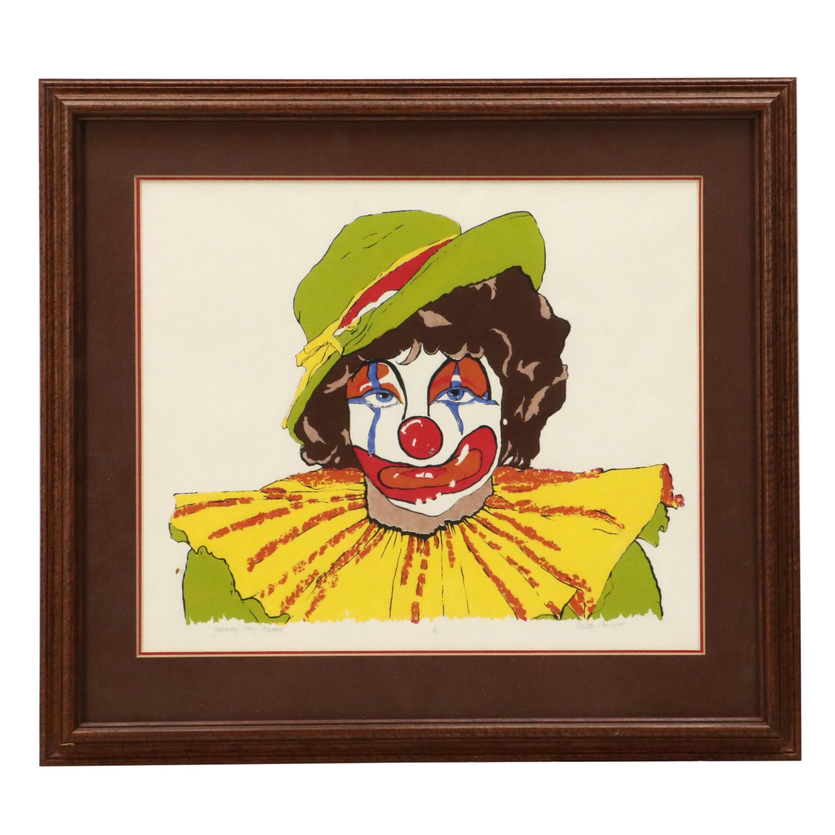 Collette Gesinger Serigraph Clown Portrait "Yesterday They Laughed"