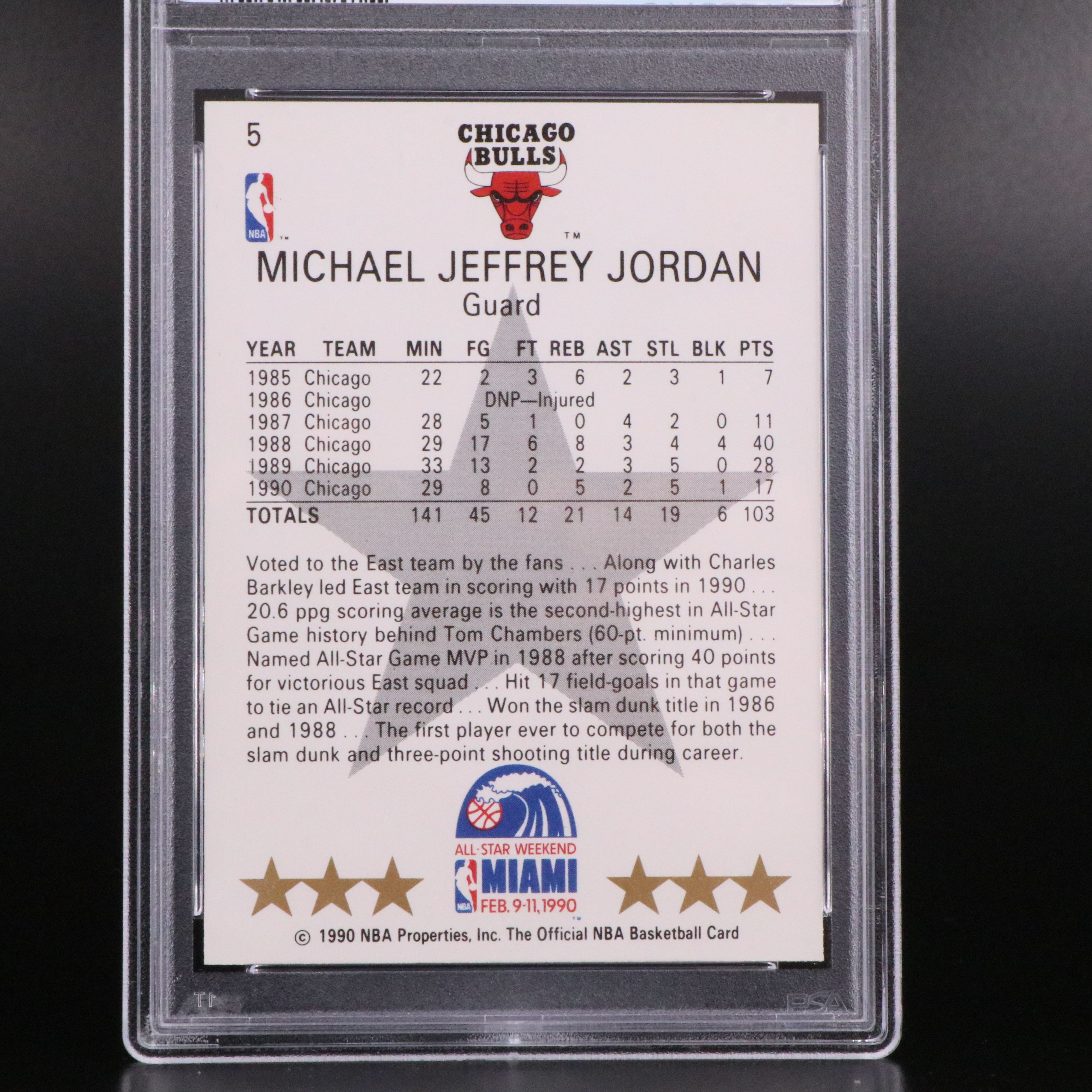 1990 NBA Hoops Michael Jordan All-Star Basketball Card Graded PSA 9