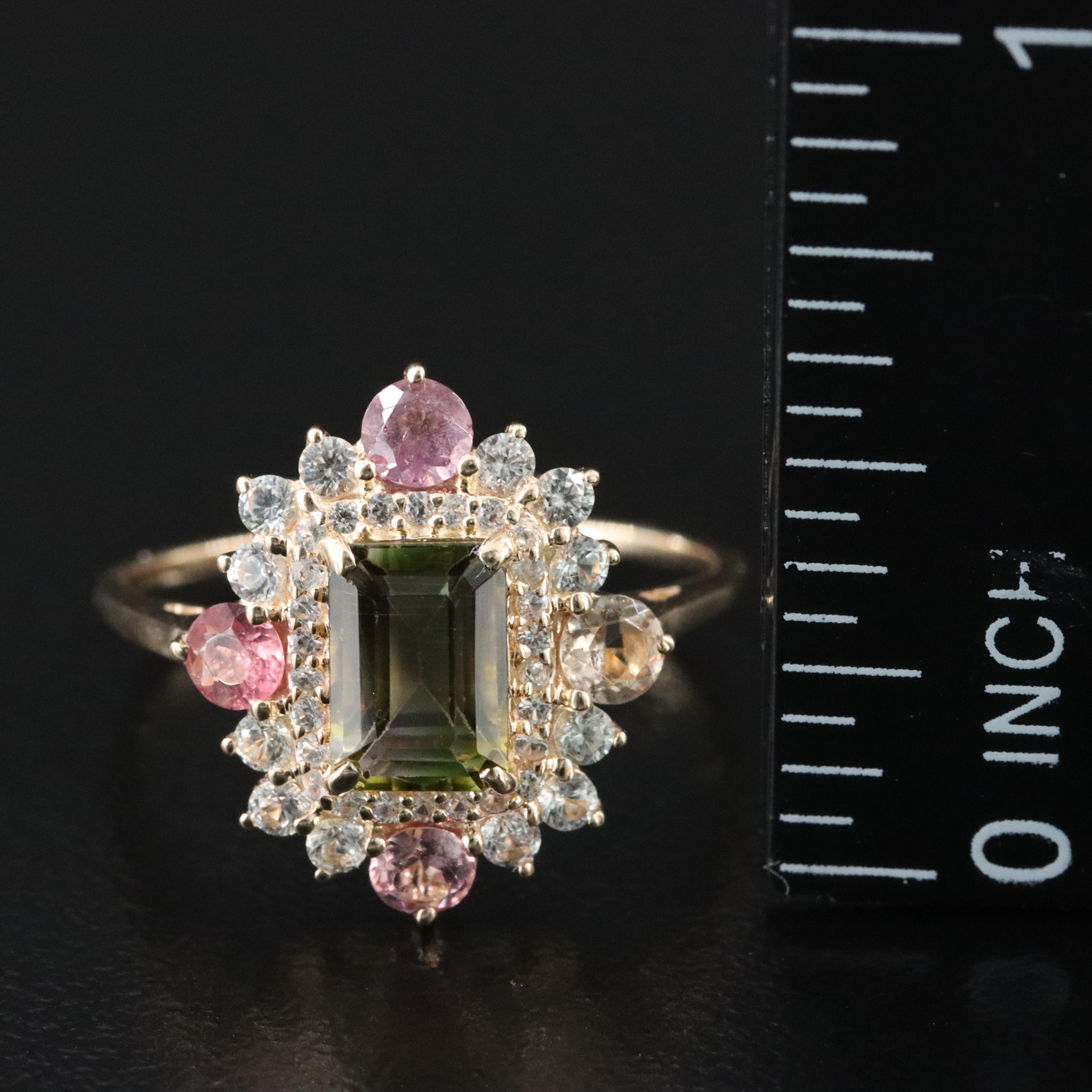 14K Tourmaline and White Sapphire Ring