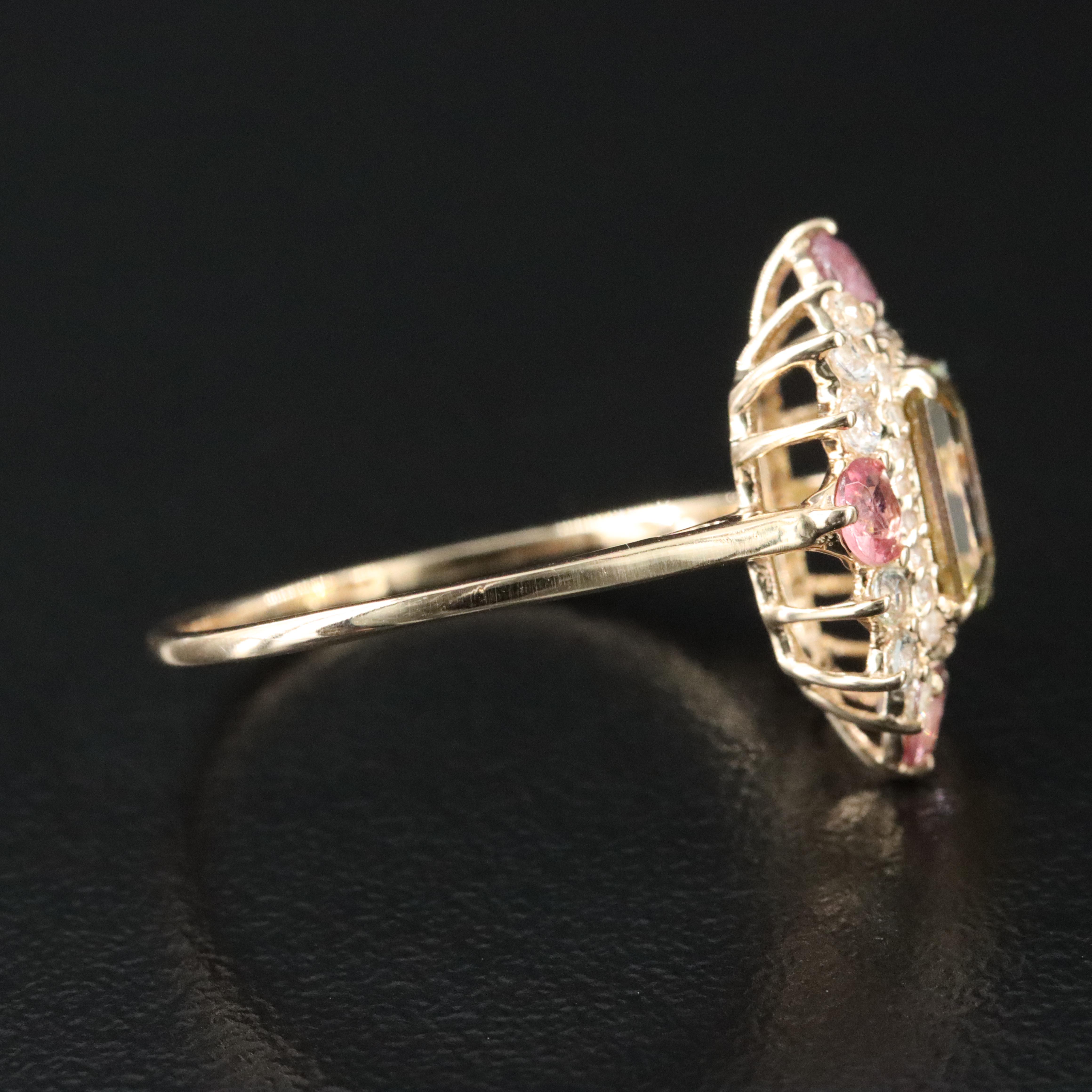 14K Tourmaline and White Sapphire Ring