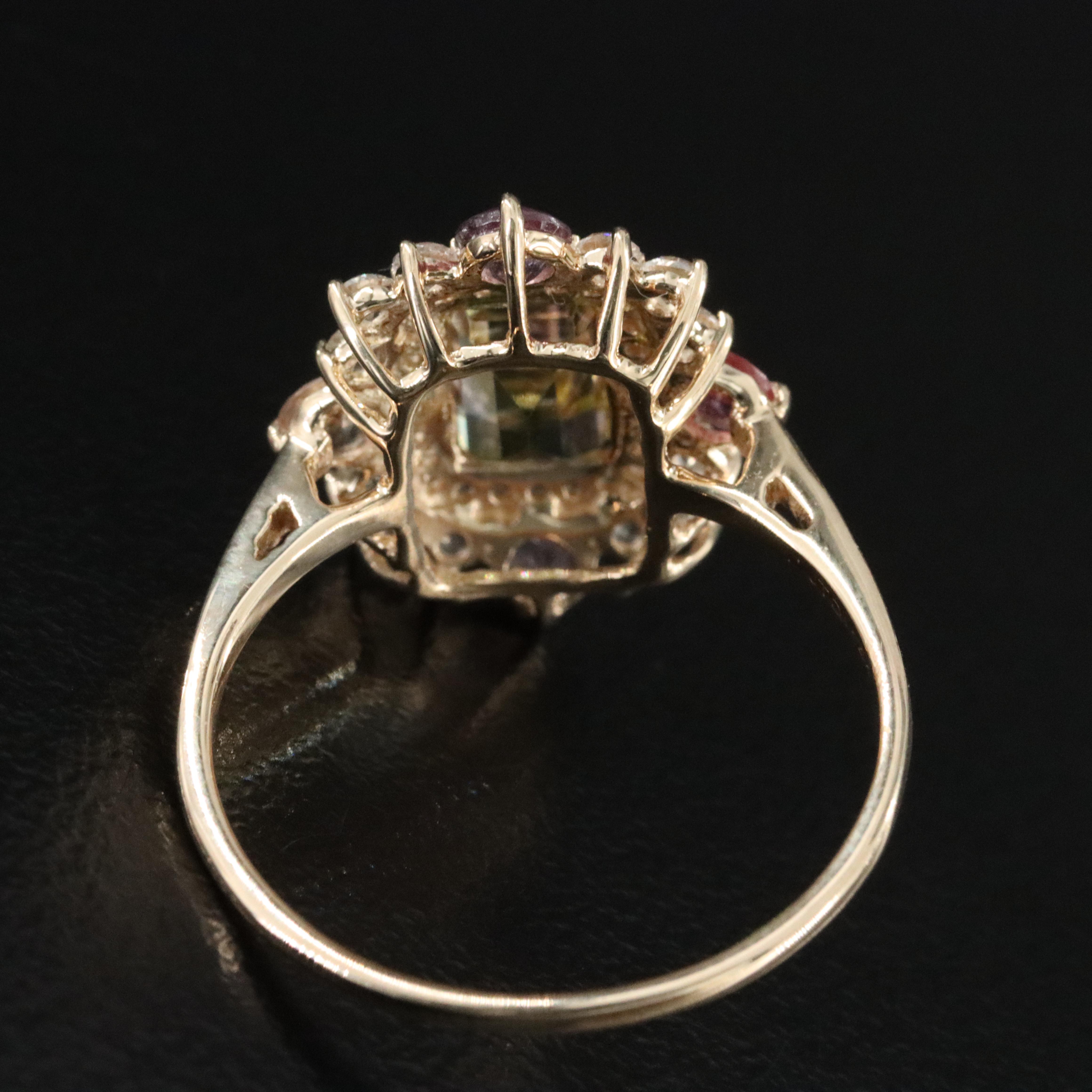 14K Tourmaline and White Sapphire Ring