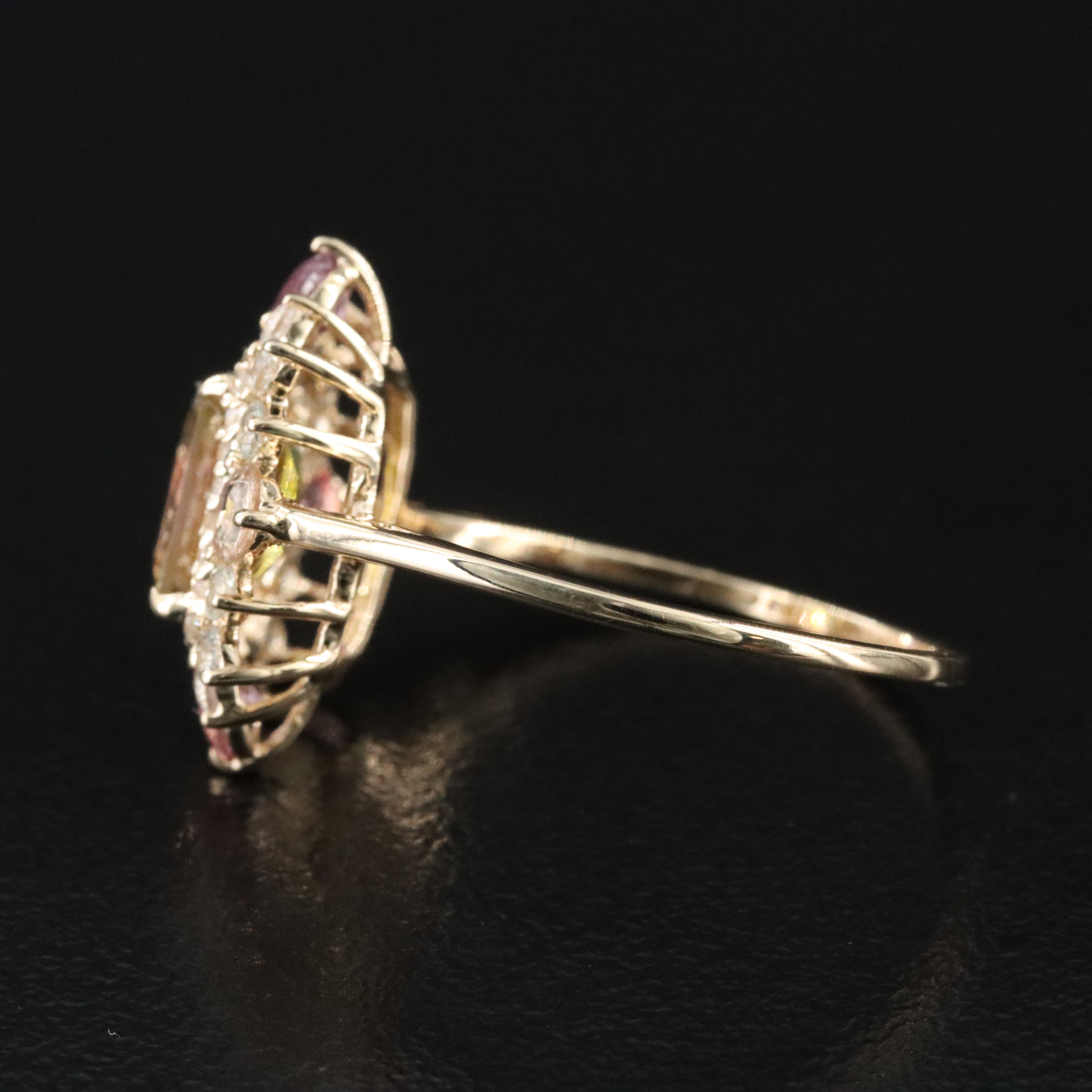 14K Tourmaline and White Sapphire Ring