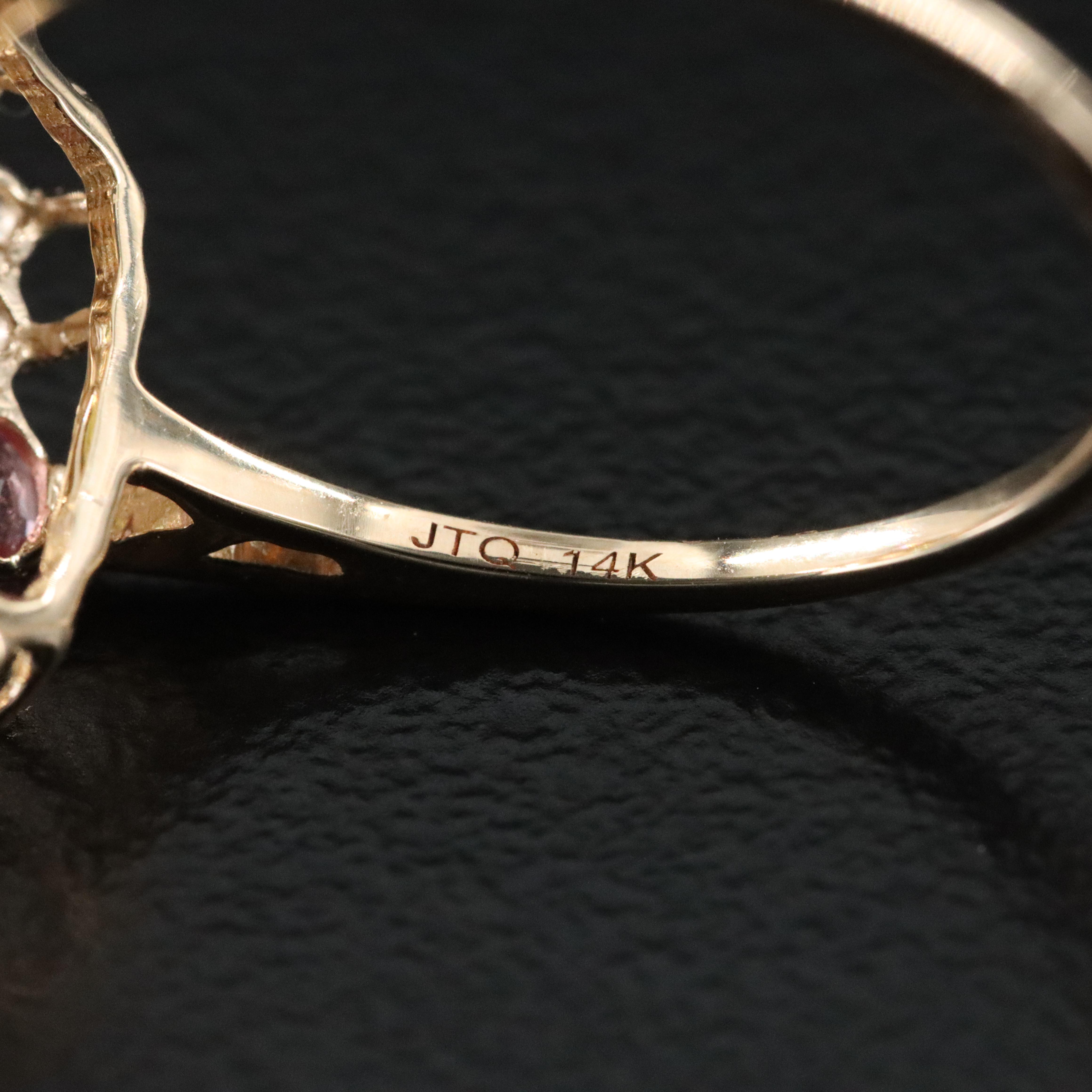 14K Tourmaline and White Sapphire Ring