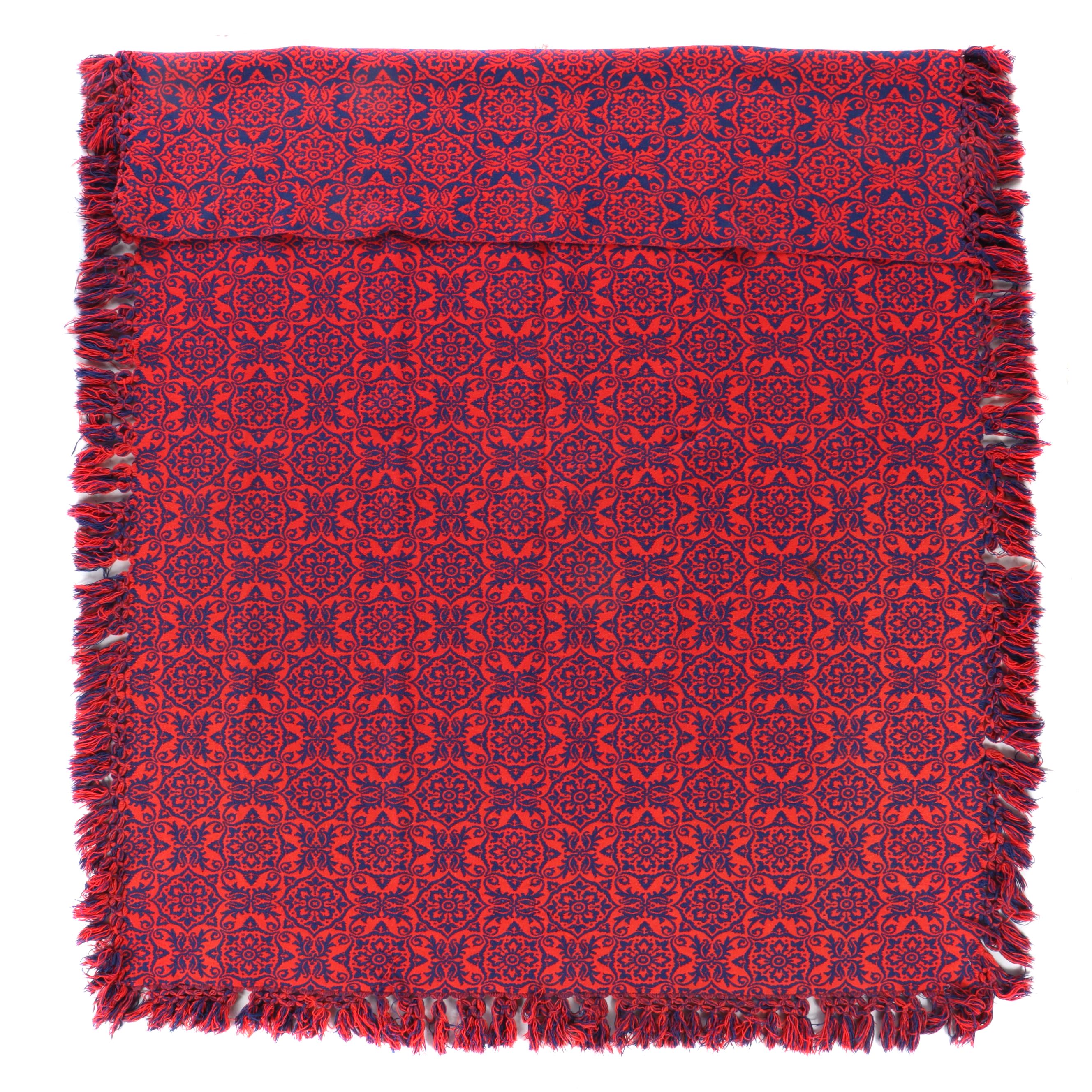Handwoven Woolen Style Red & Blue Reversible Blanket Throw