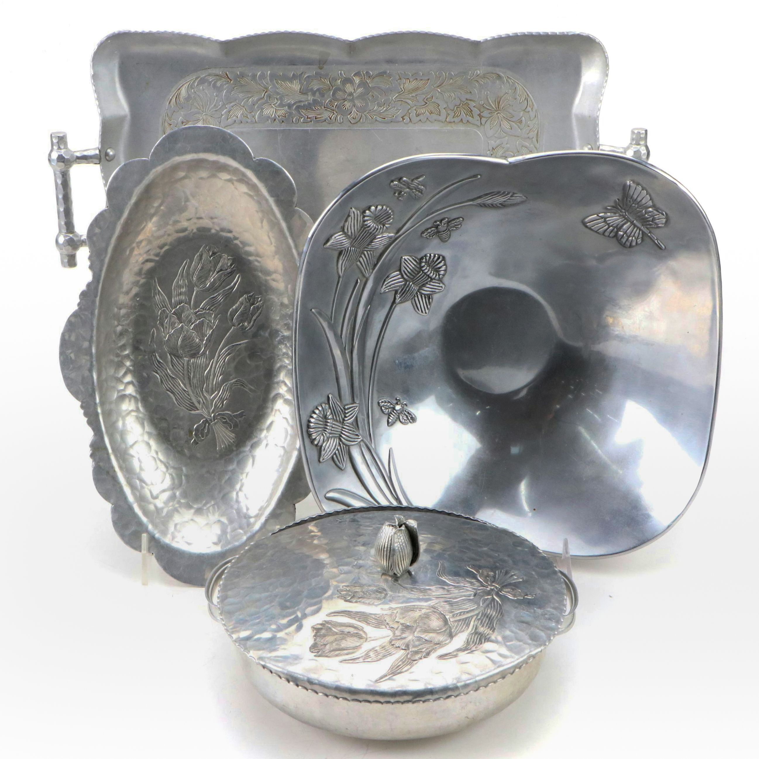 Lenox, Rodney Kent with Other Metal Platters and Covered Serving Bowl