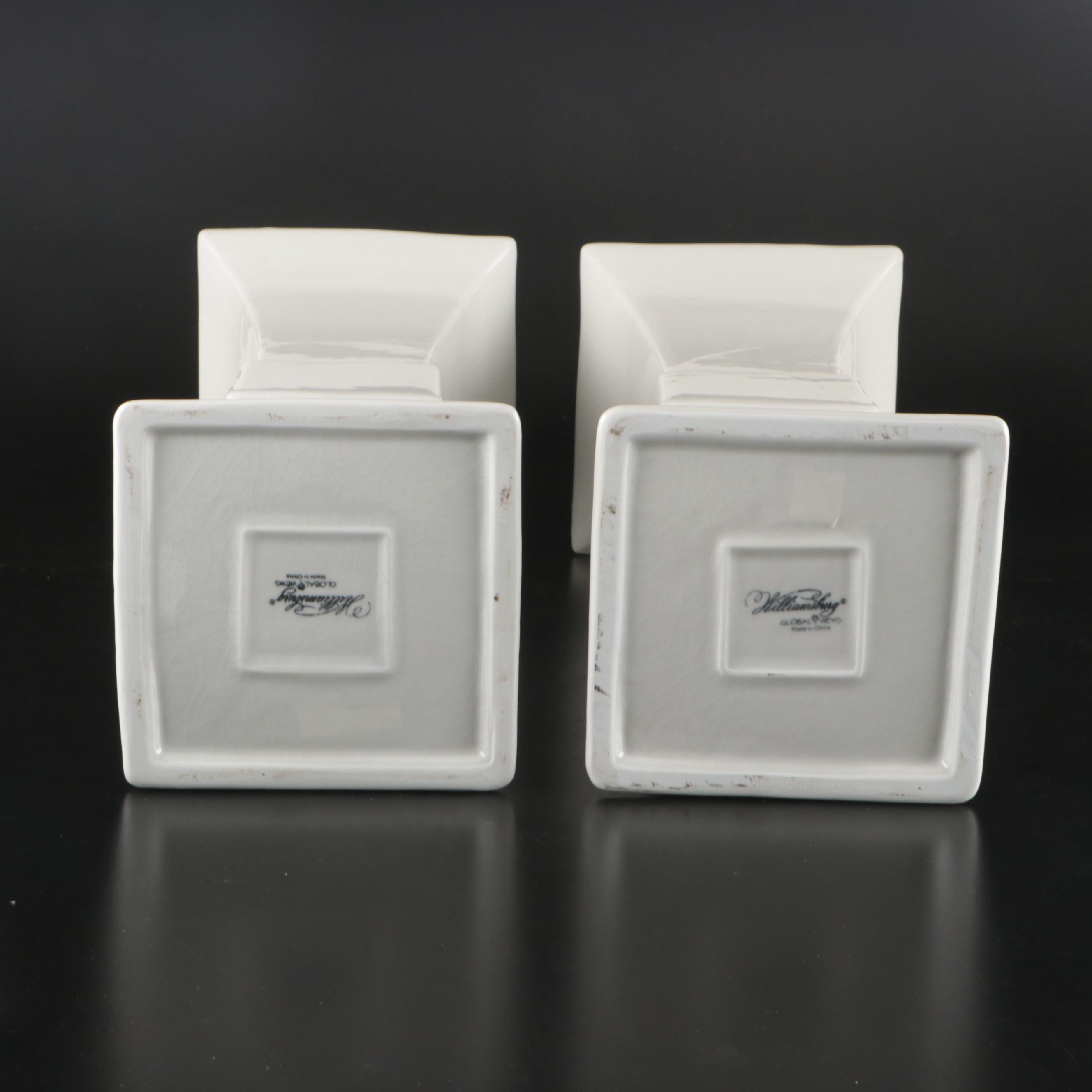 Global Views Ceramic Column Vases with Chinese Famille Rose Porcelain Planter