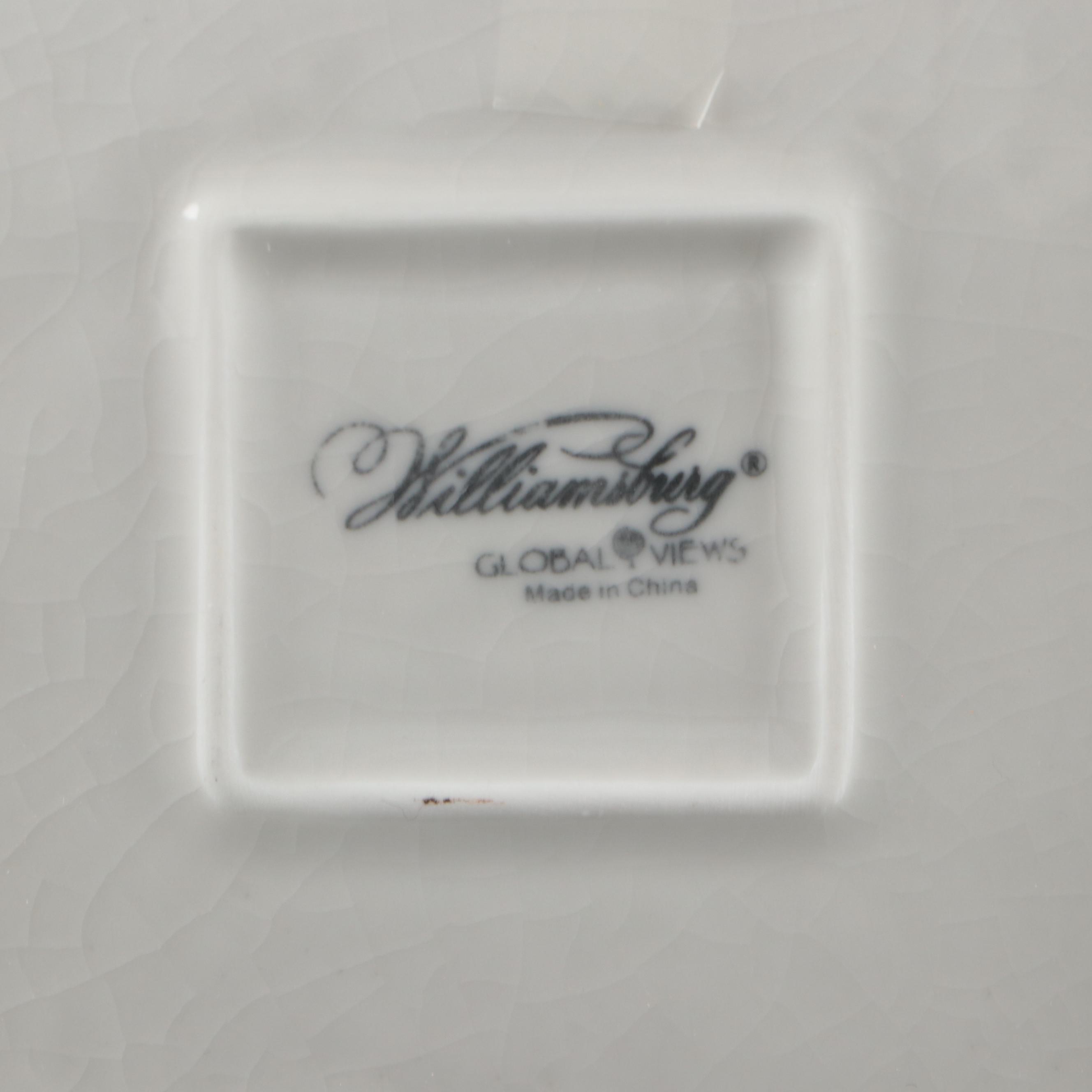 Global Views Ceramic Column Vases with Chinese Famille Rose Porcelain Planter