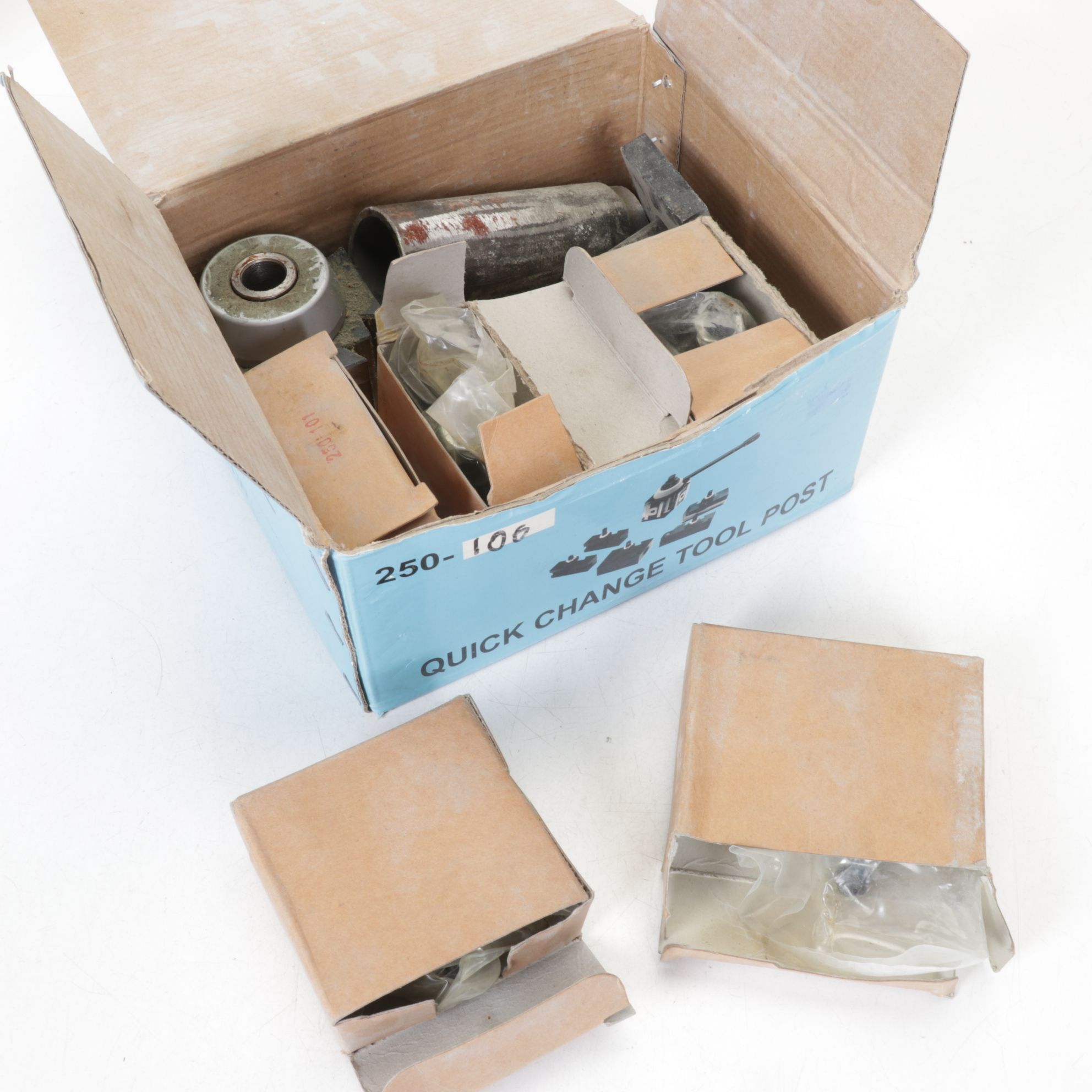 Quick Change Tool Post Set with Vintage Wood, Metal, and Ceramic Decor Items