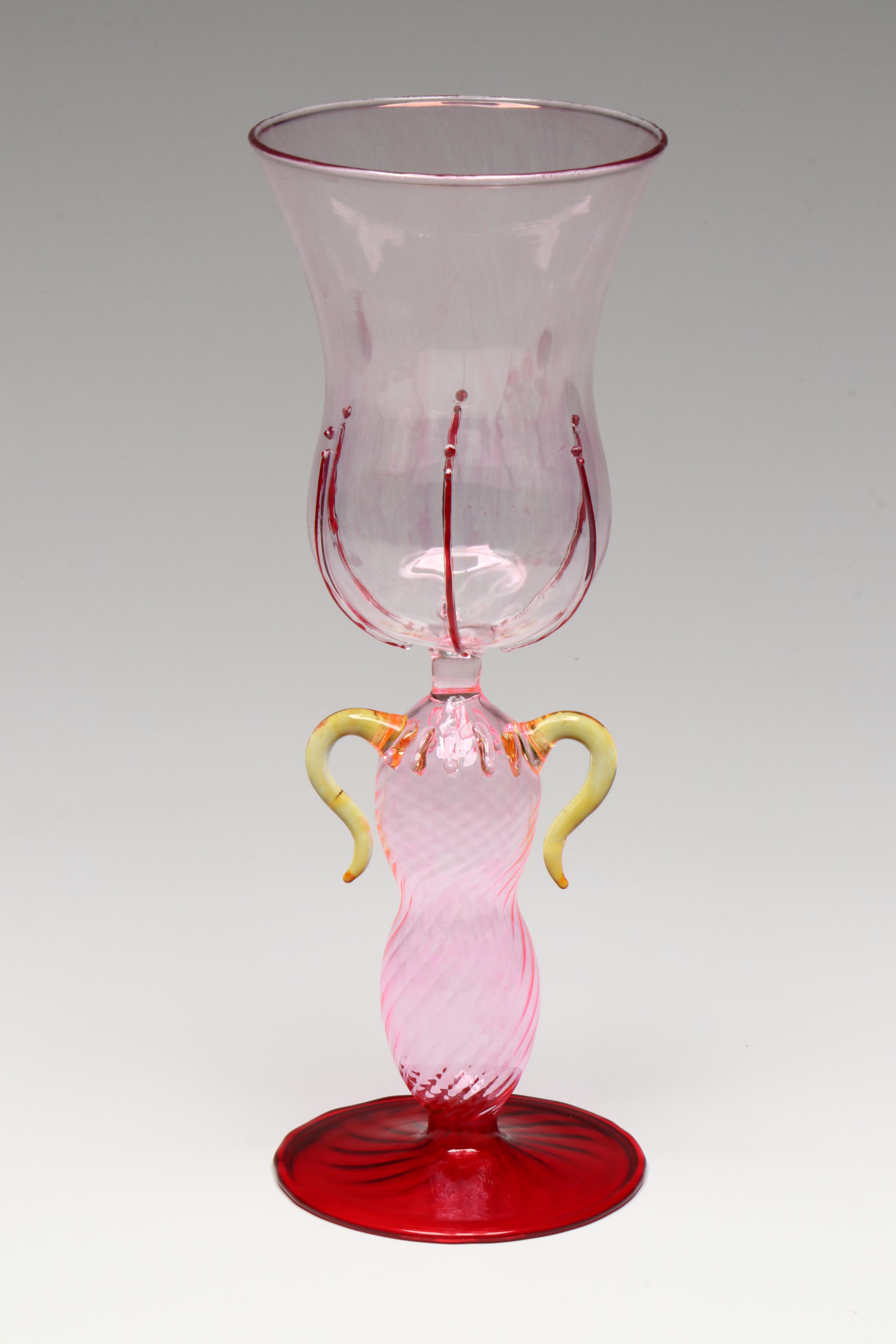 Venetian Murano Style Blown Art Glass Goblets