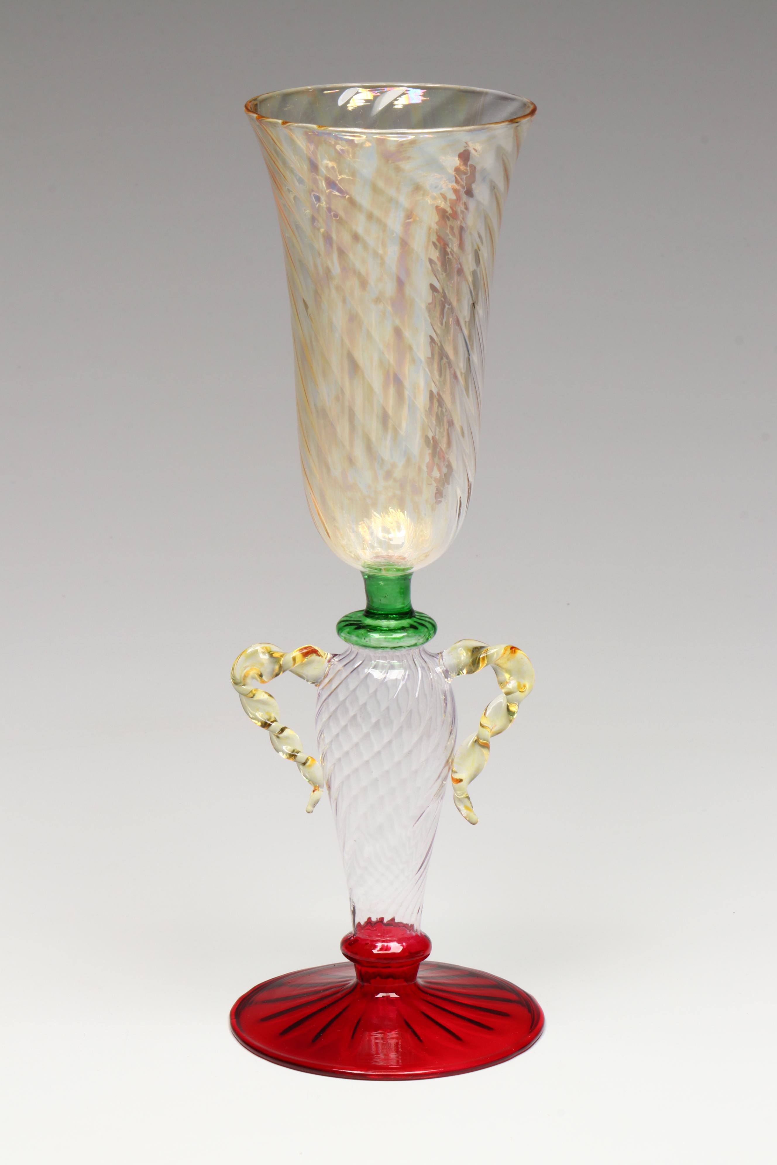 Venetian Murano Style Blown Art Glass Goblets