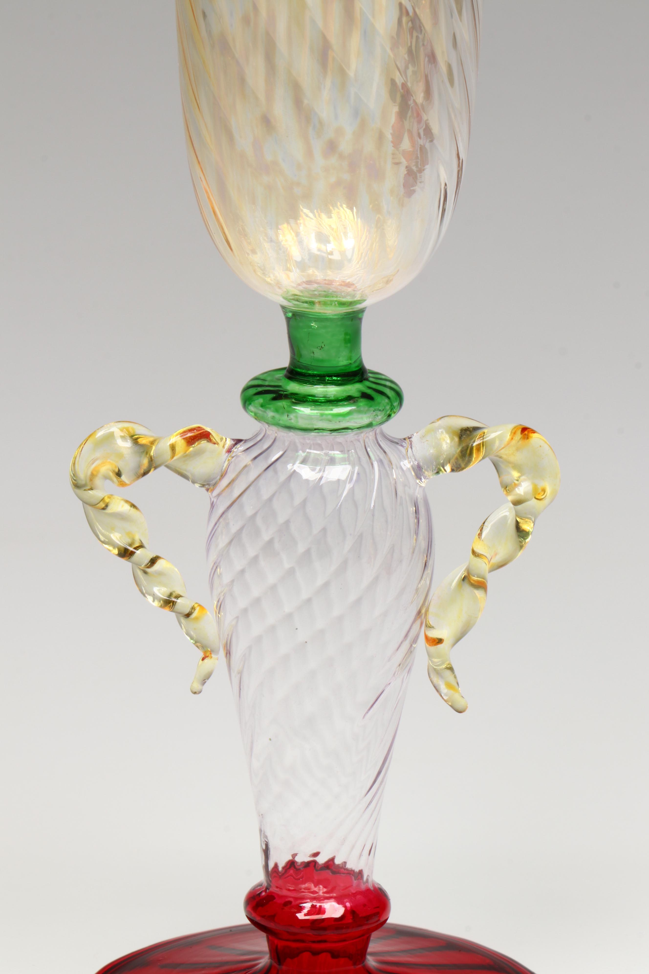 Venetian Murano Style Blown Art Glass Goblets