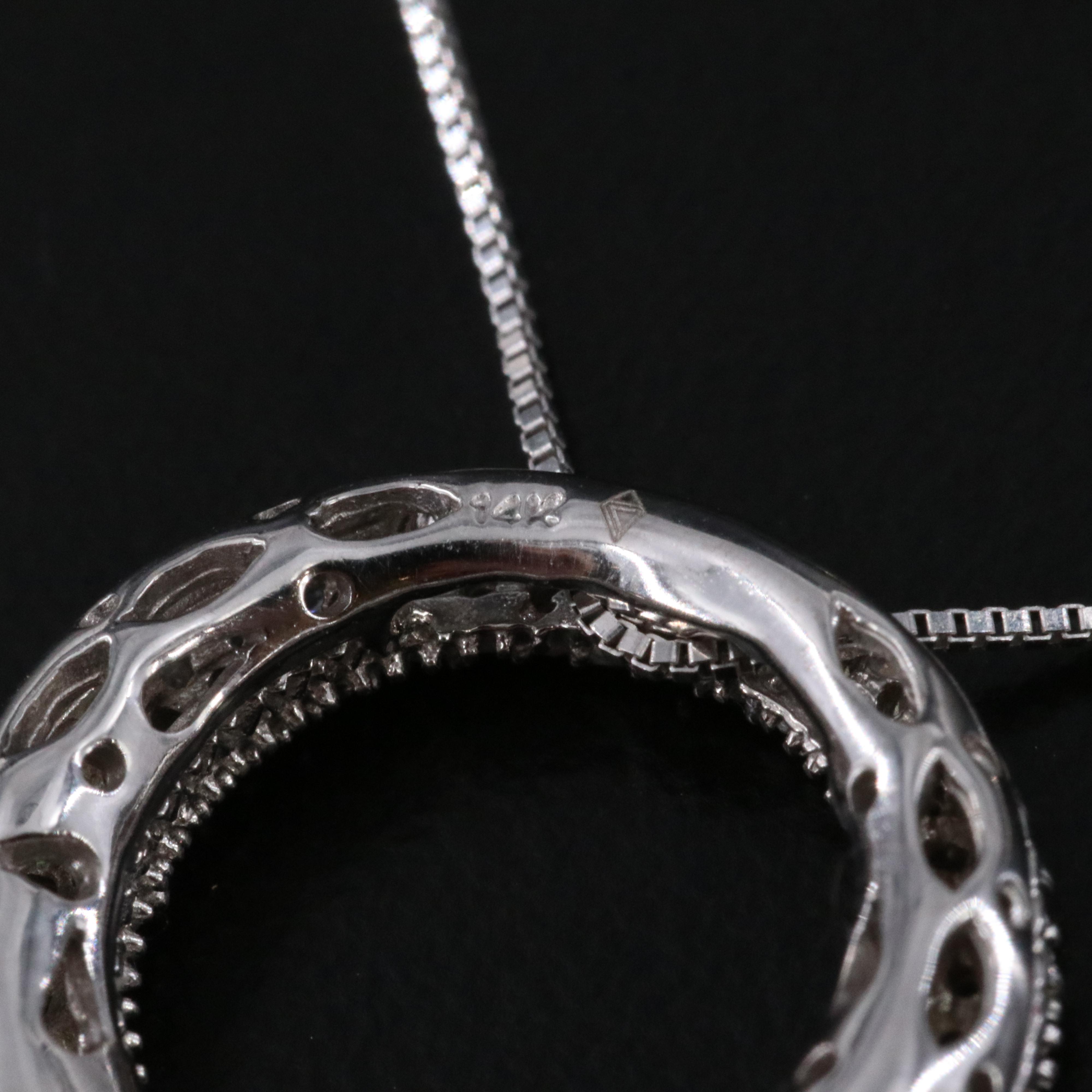 14K 0.38 CTW Pavé Diamond Graduated Circle Pendant Necklace