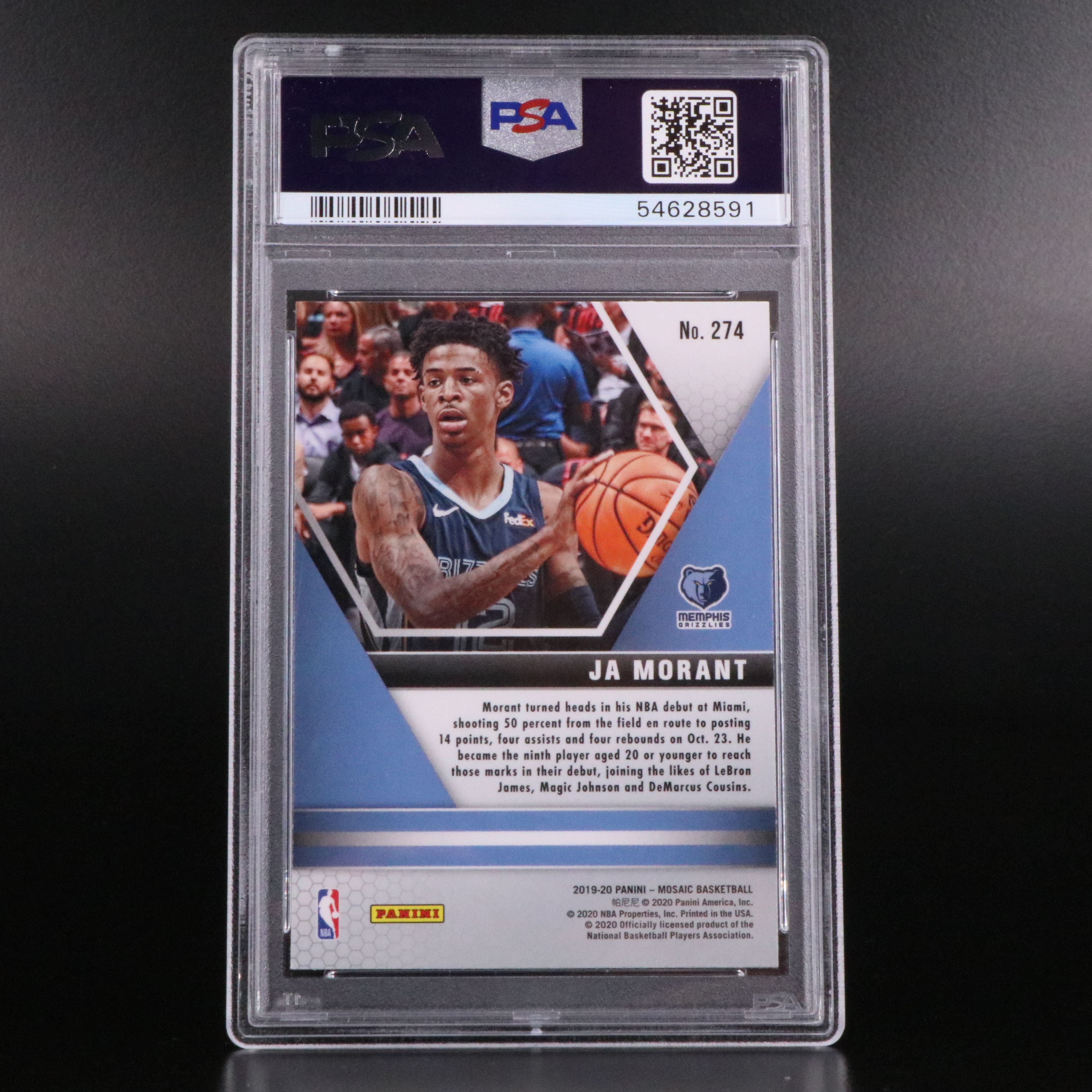 2019 Mosaic Ja Morant Rookie Basketball Card Graded PSA 10
