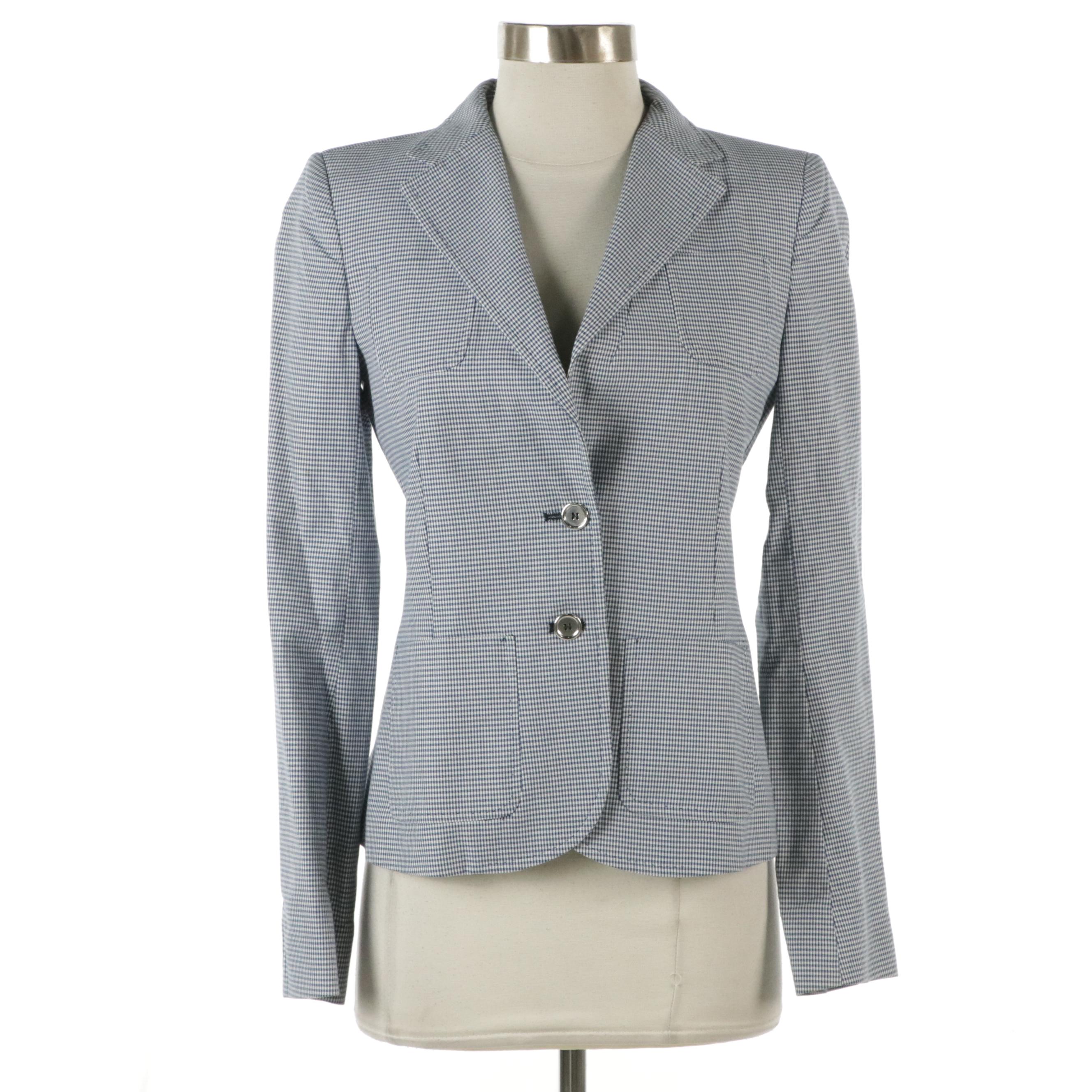 Dolce & Gabbana Single-Breasted Blazer in Blue Micro Checkered Silk