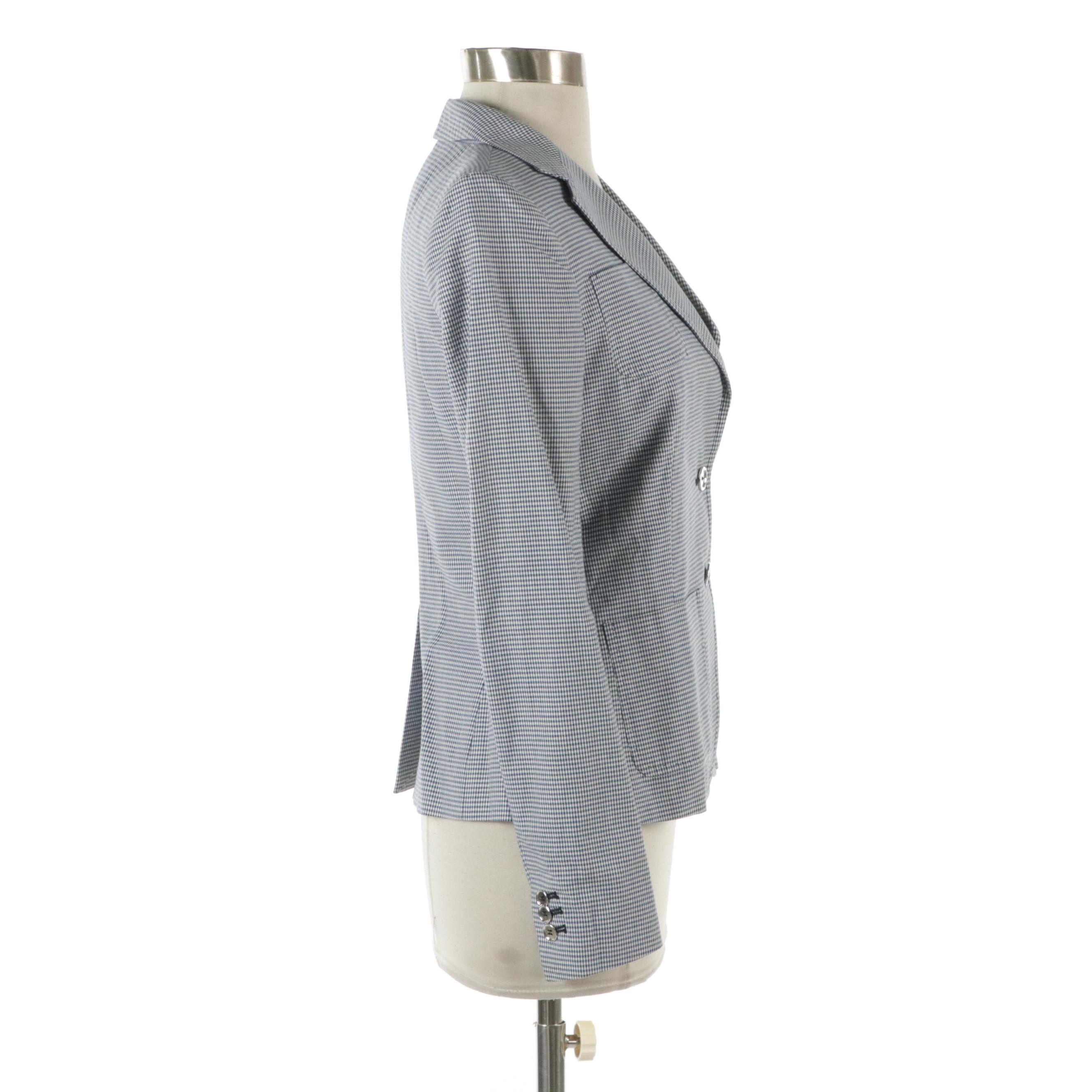 Dolce & Gabbana Single-Breasted Blazer in Blue Micro Checkered Silk