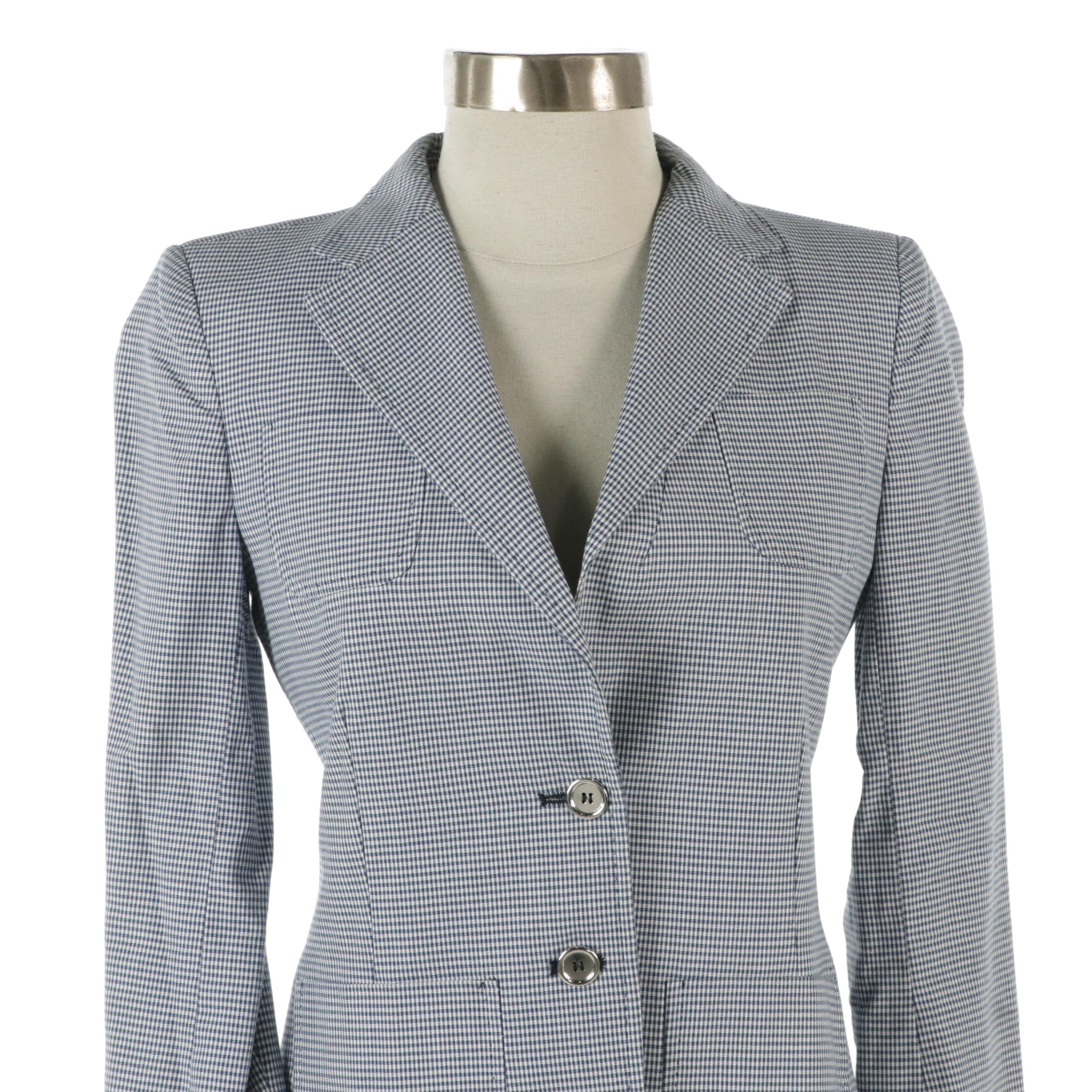 Dolce & Gabbana Single-Breasted Blazer in Blue Micro Checkered Silk