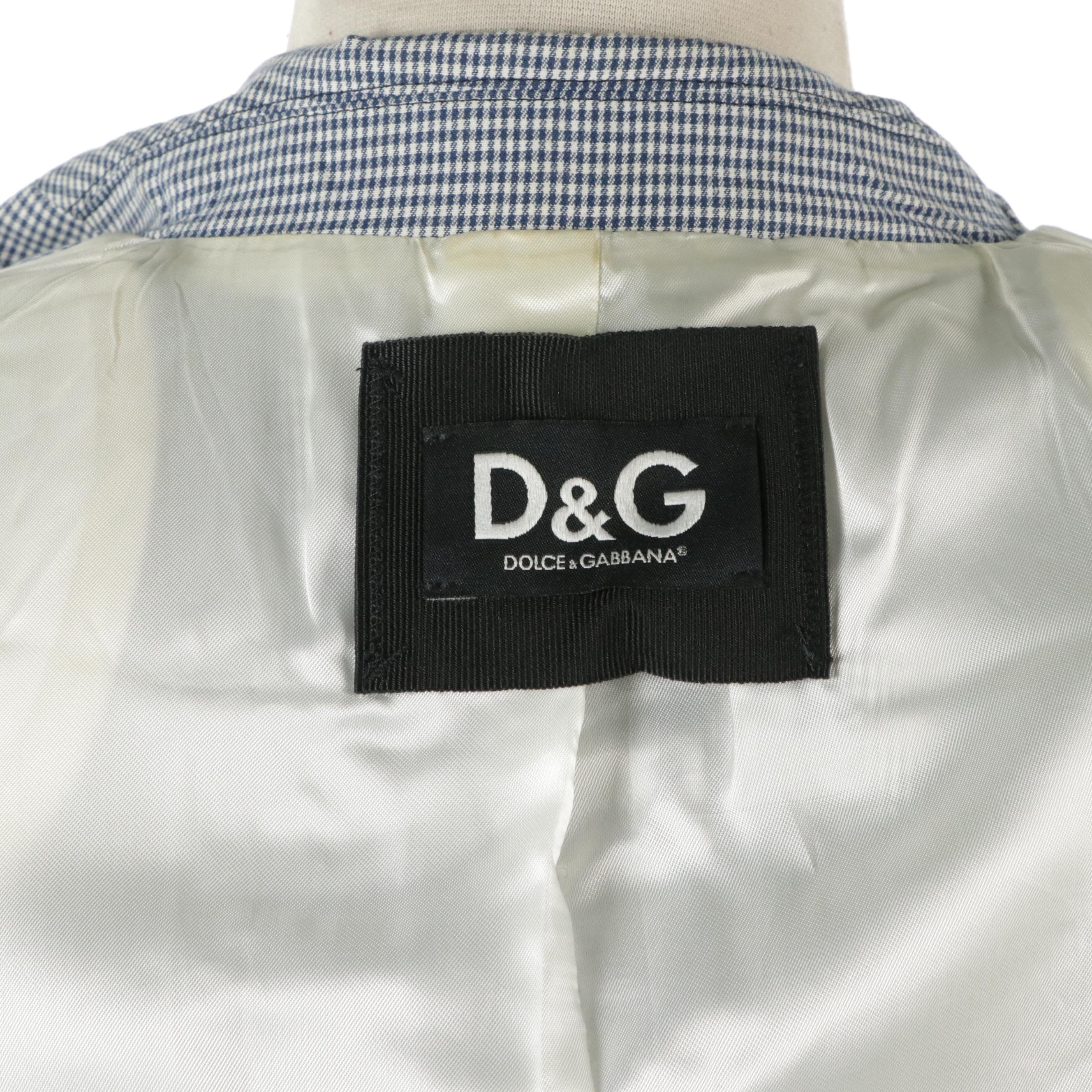 Dolce & Gabbana Single-Breasted Blazer in Blue Micro Checkered Silk