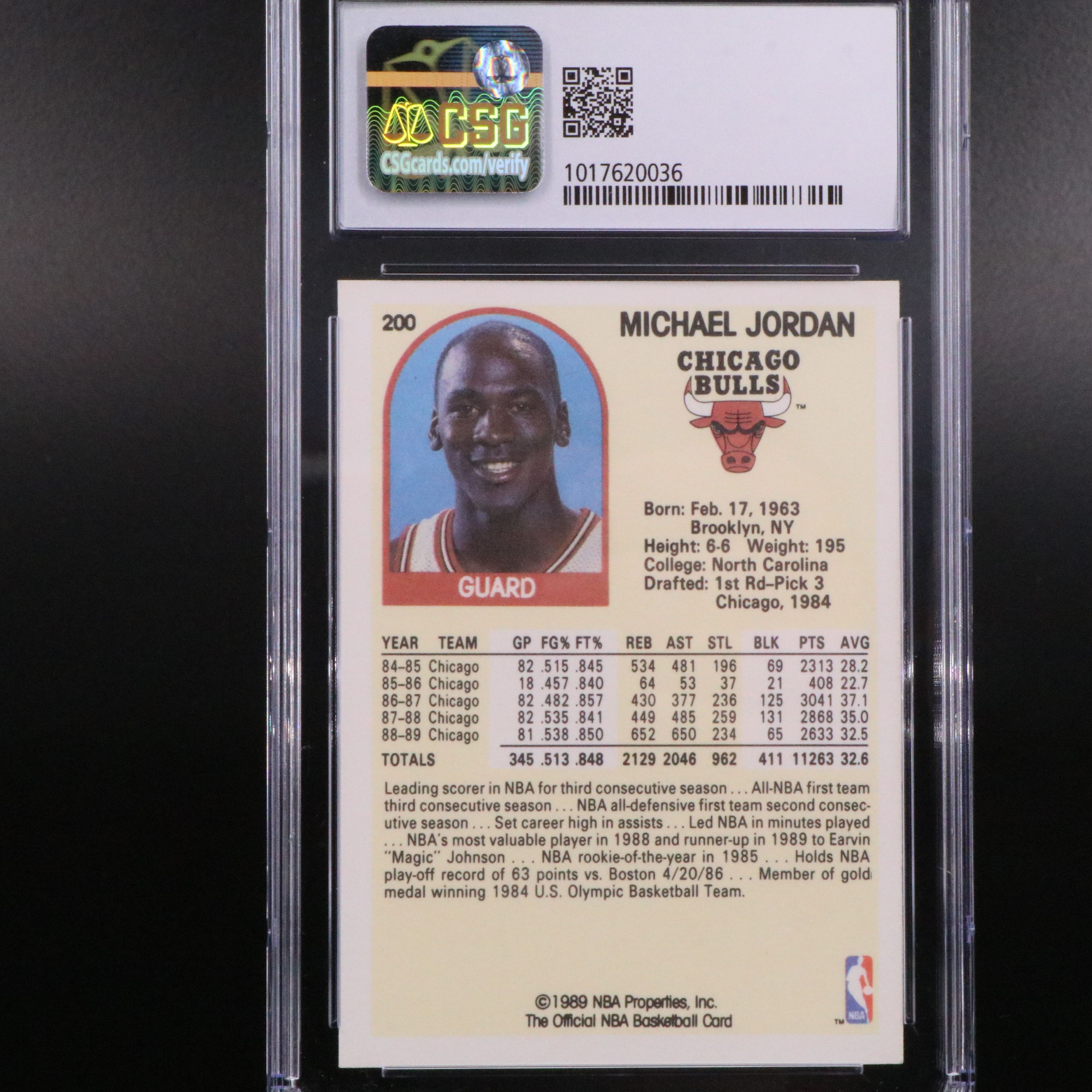 1989-90 NBA Hoops Michael Jordan Chicago Bulls Basketball Card Graded CSG 9