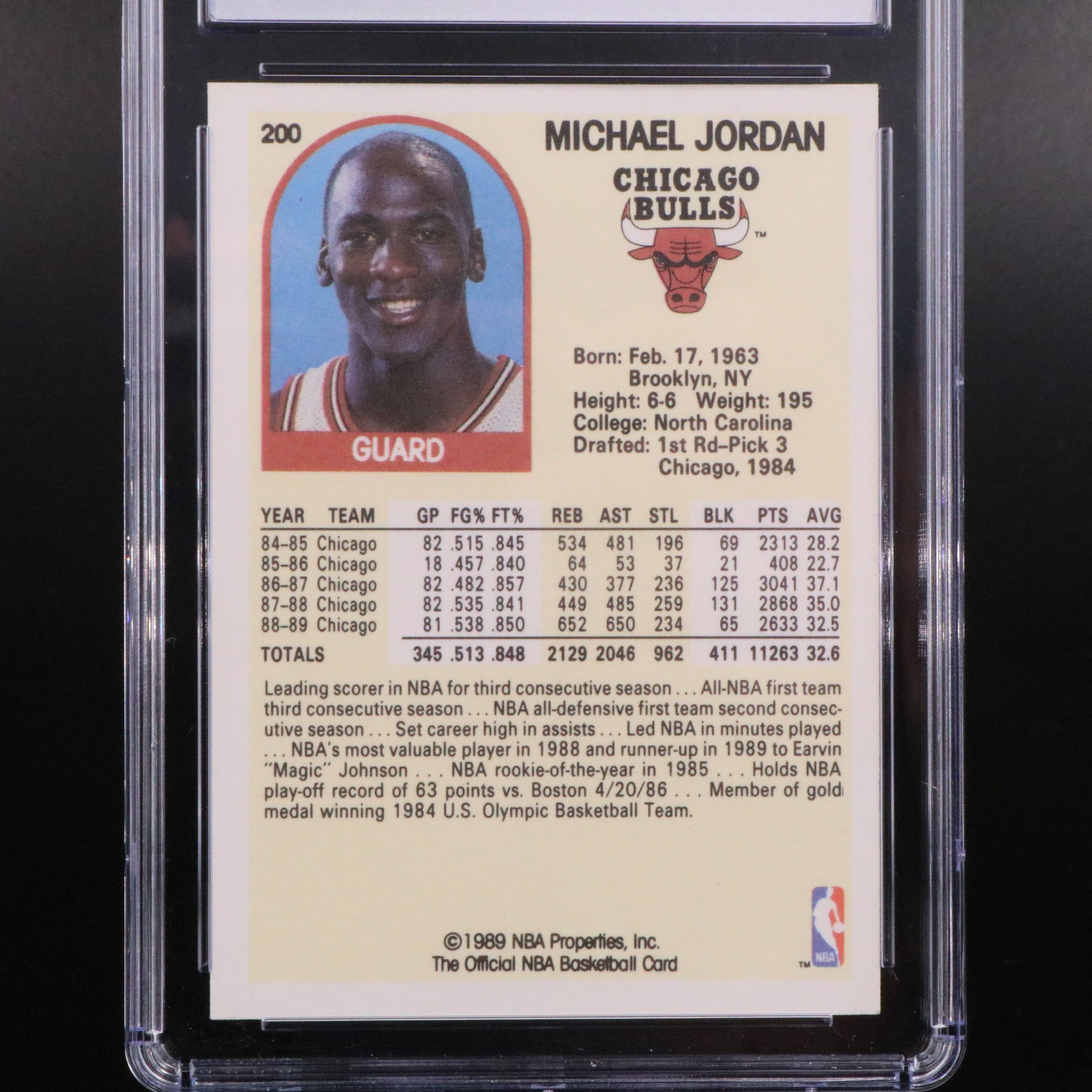 1989-90 NBA Hoops Michael Jordan Chicago Bulls Basketball Card Graded CSG 9