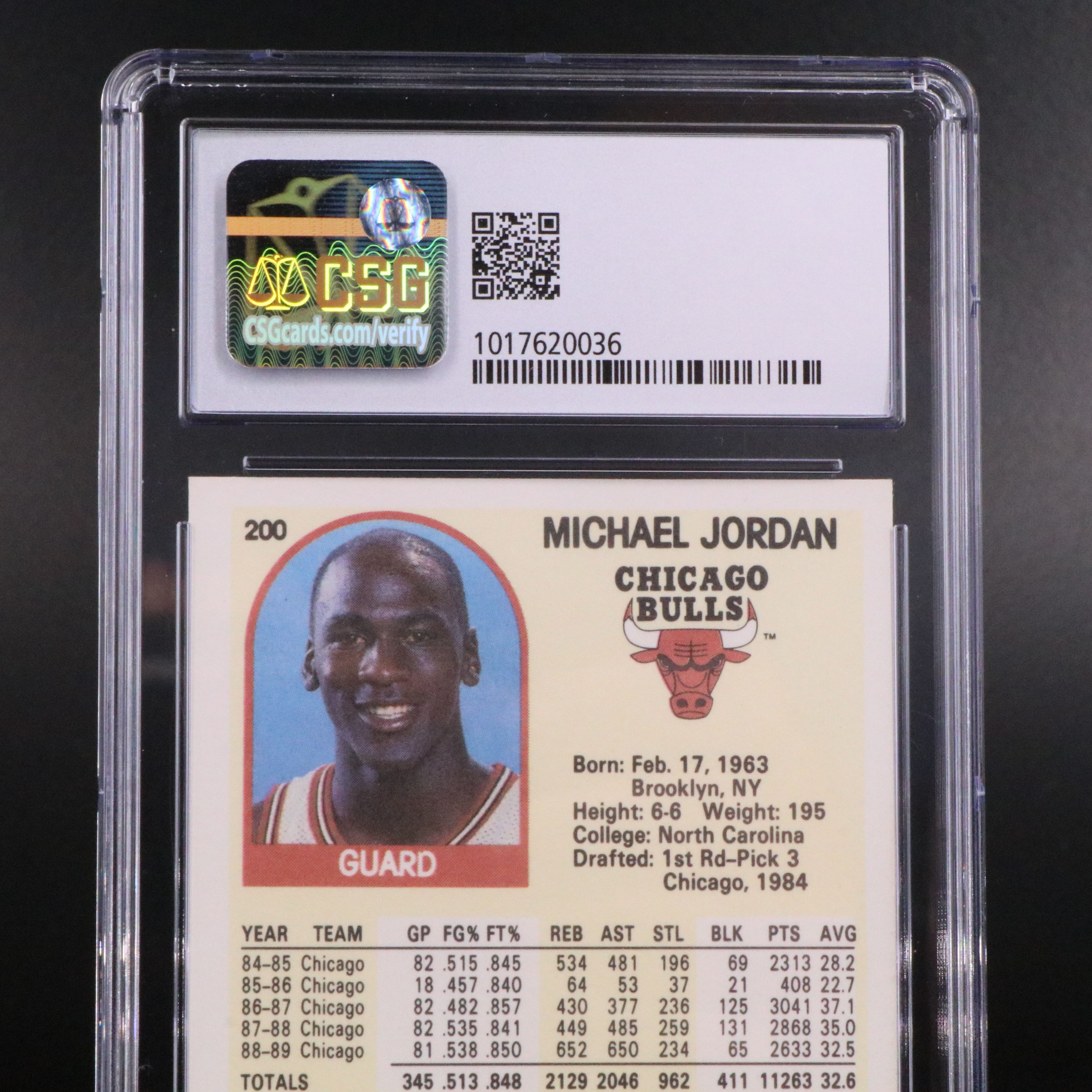 1989-90 NBA Hoops Michael Jordan Chicago Bulls Basketball Card Graded CSG 9