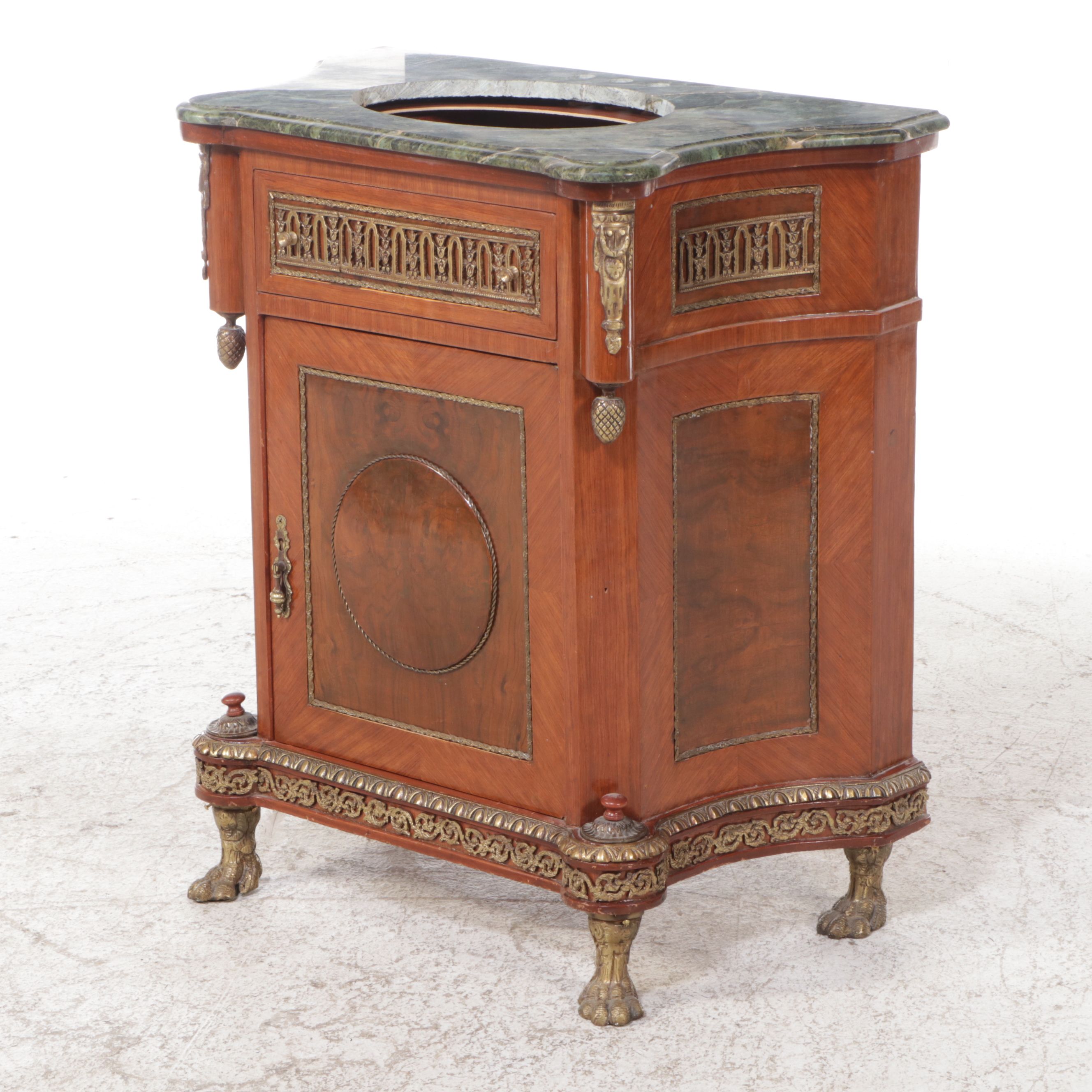 Louis XVI Style Washstand with Green Marble Top