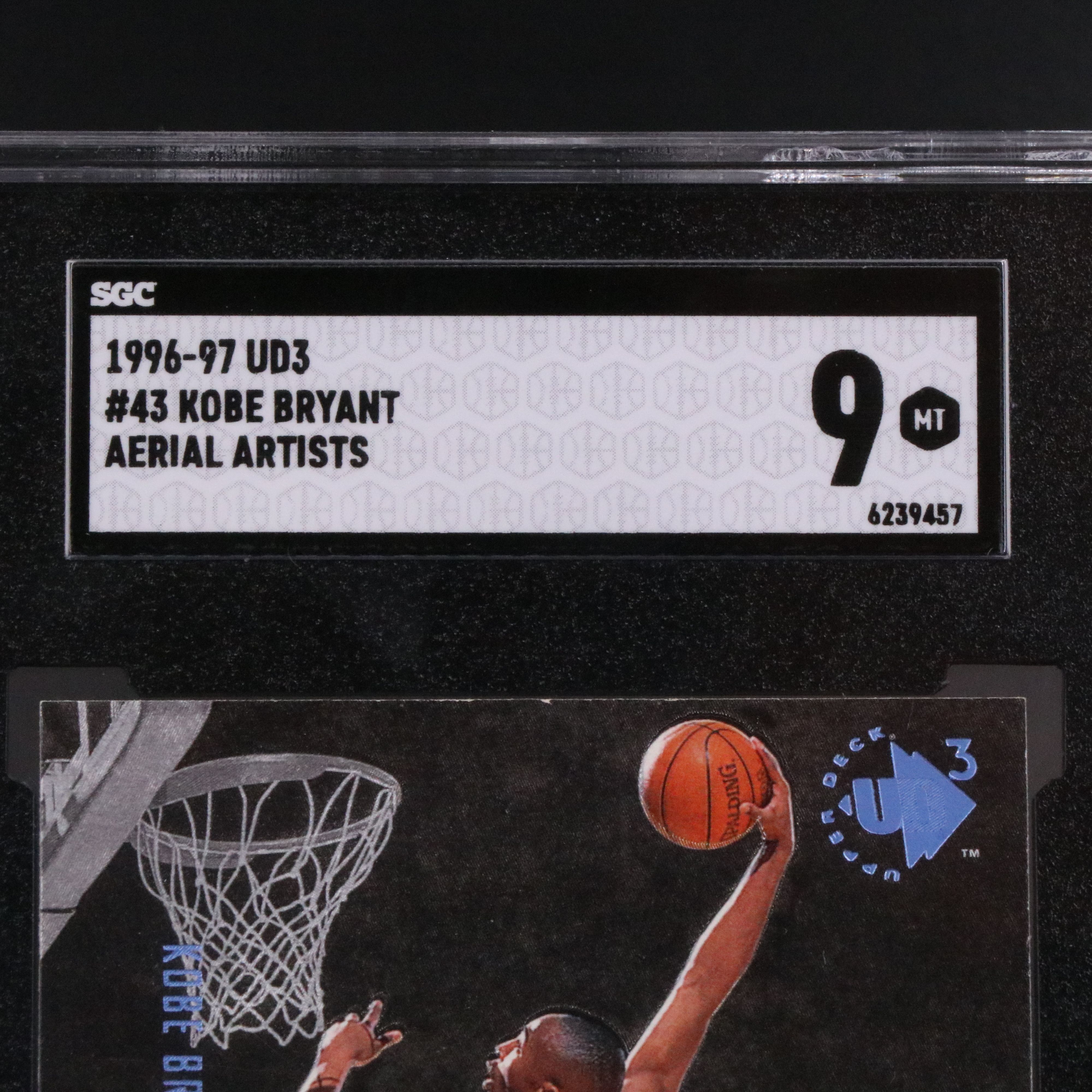 1996-97 UD3 Kobe Bryant Aerial Artist Rookie Basketball Card Graded SGC 9