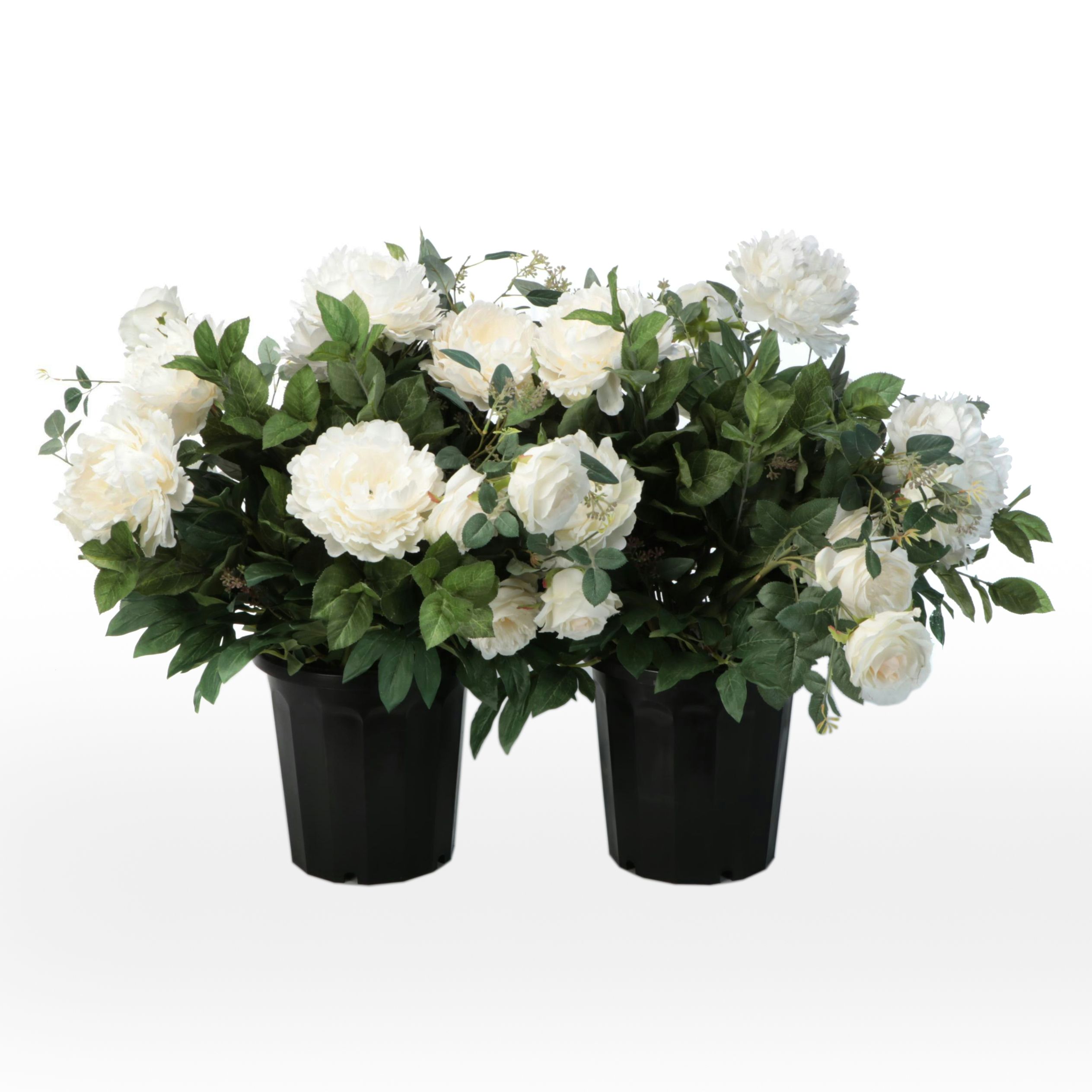 Frontgate Pair of Artificial White Peony Bouquet Urn Fillers