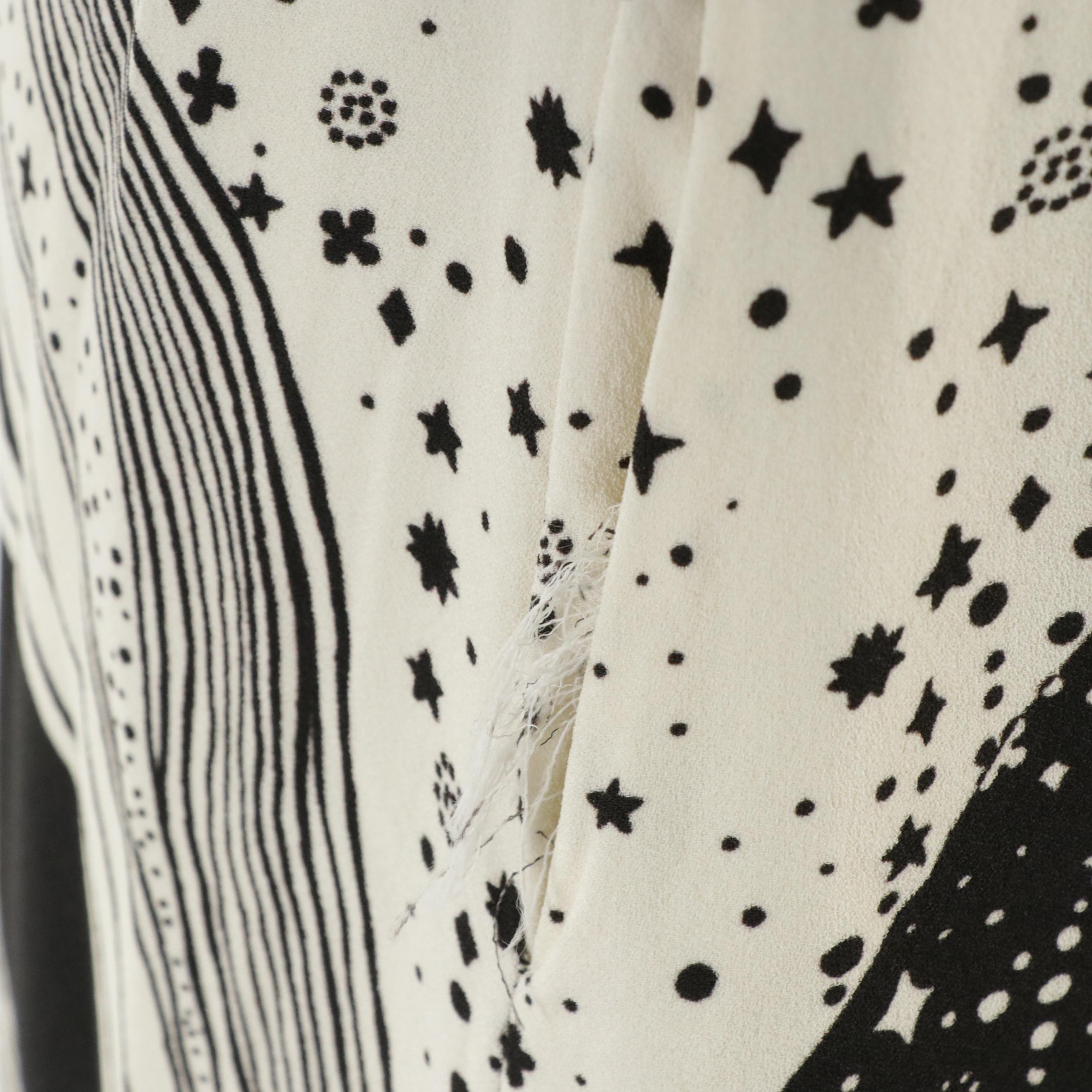 Chloé Cosmic Faces Long Sleeve Mini Dress in B&W Printed Viscose