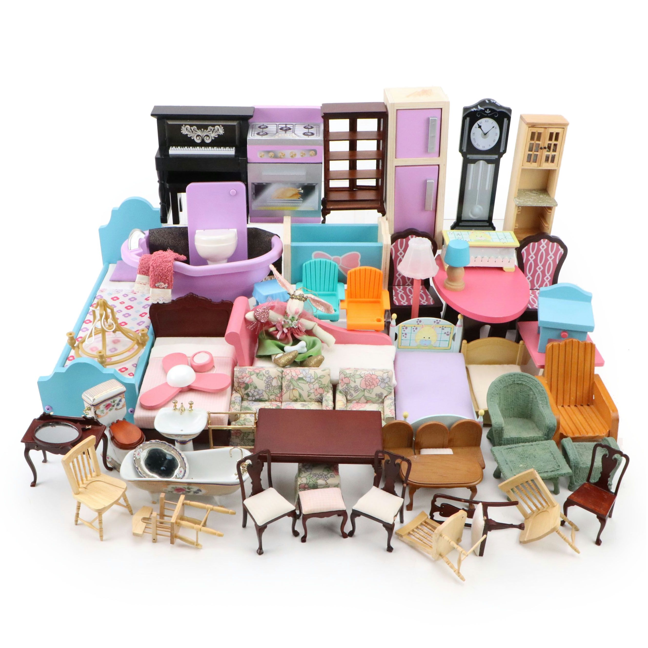 Dollhouse Miniature 1:12 Scale Bathroom, Dining, Living Room & Kitchen Furniture