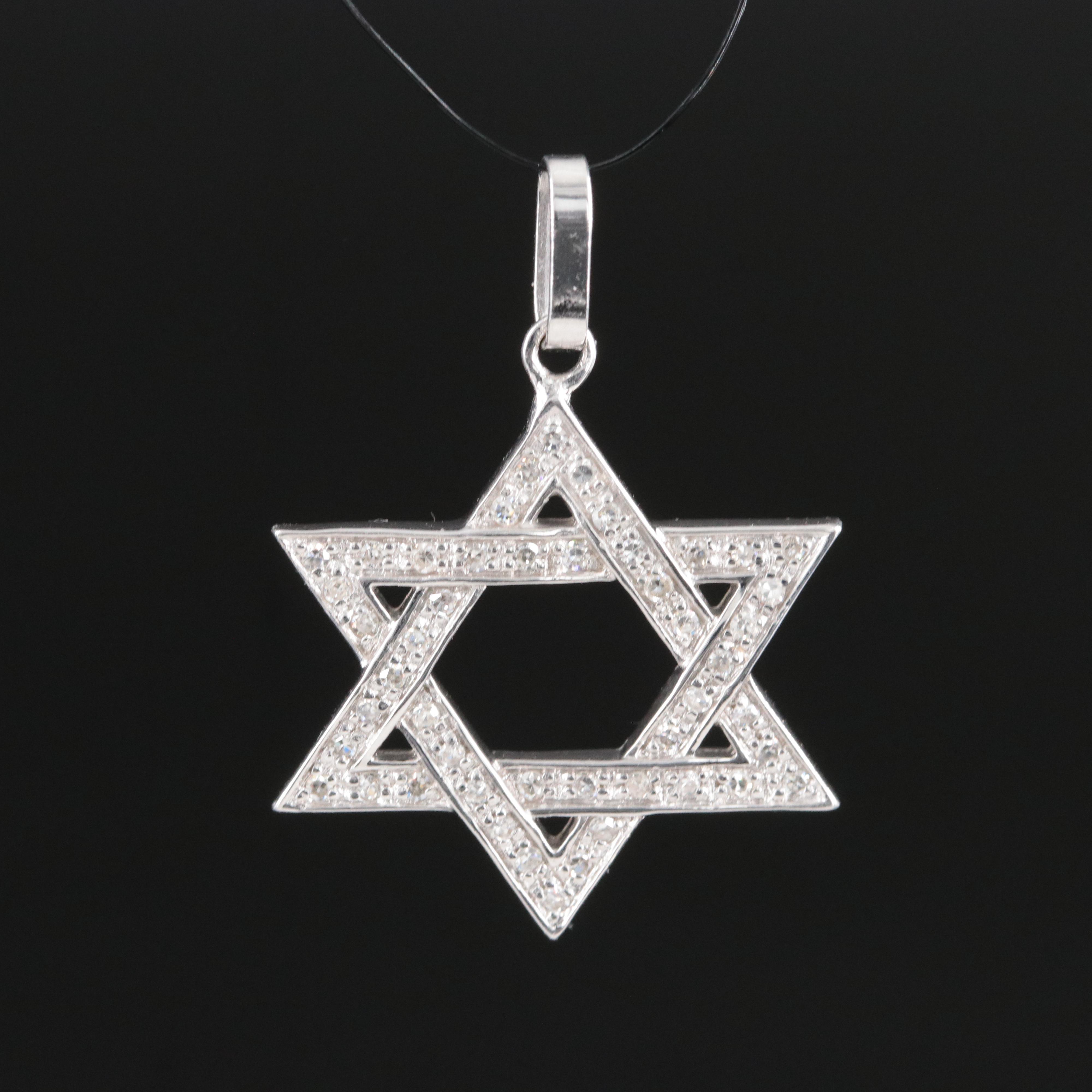 Sterling Diamond Reversible Star of David Pendant