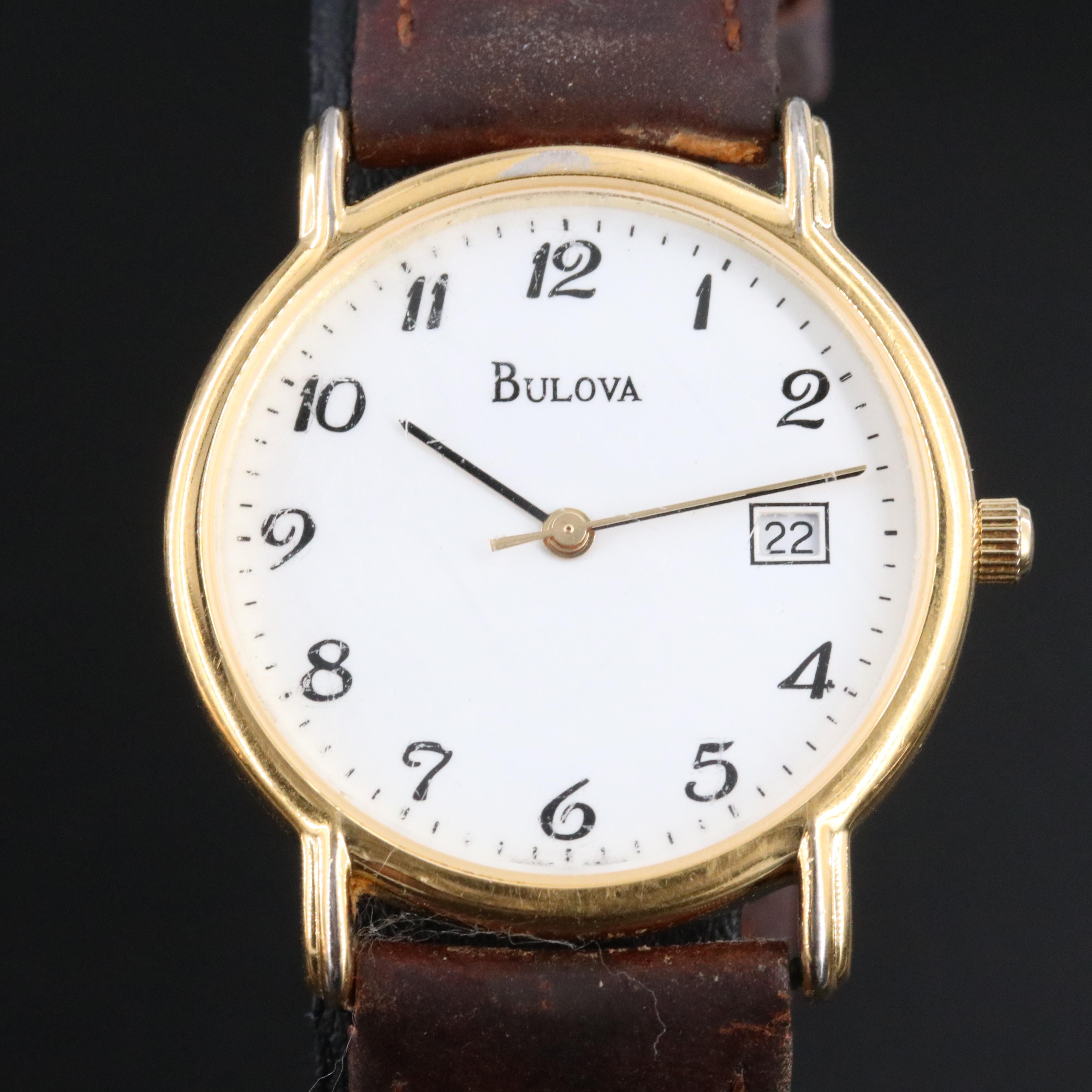 Bulova White Dial Date Watch and Gold-Filled Pocket Watch Case