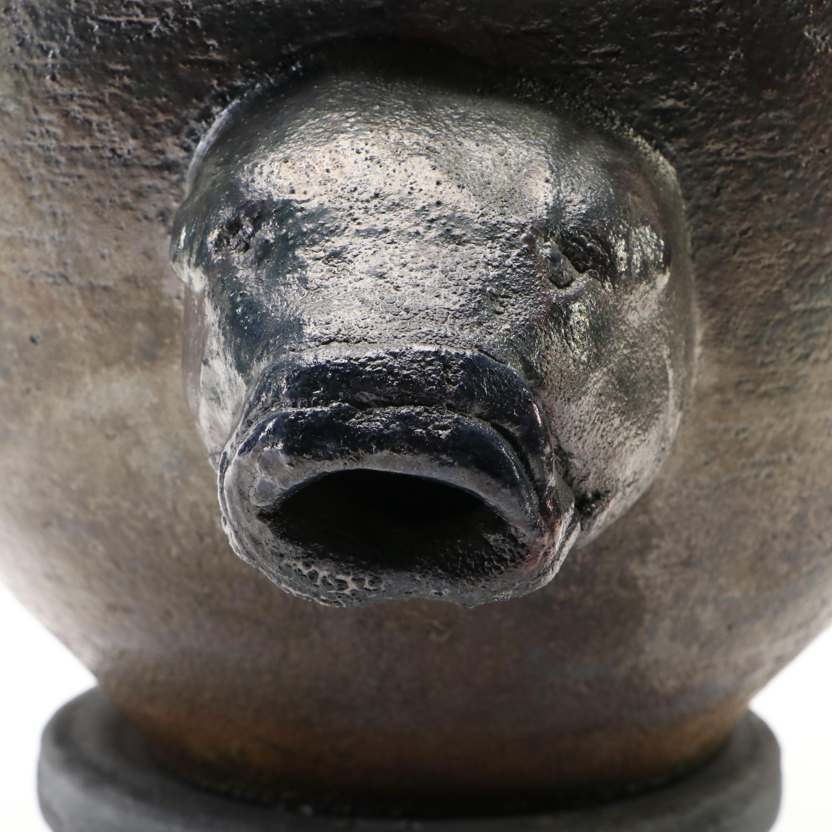 Artist Signed Glazed Art Pottery Planter with Stand