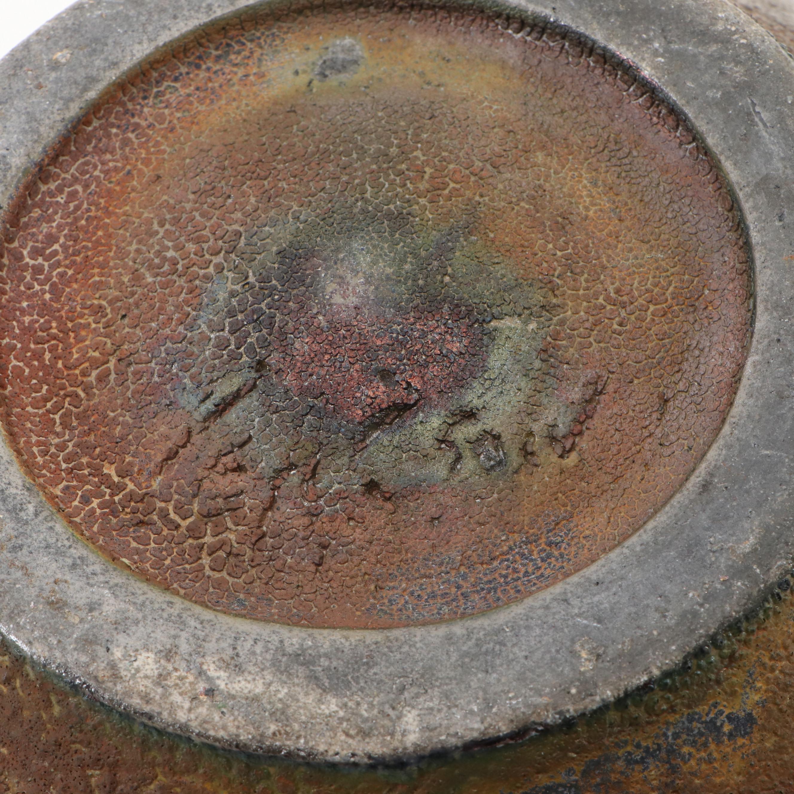 Artist Signed Glazed Art Pottery Planter with Stand