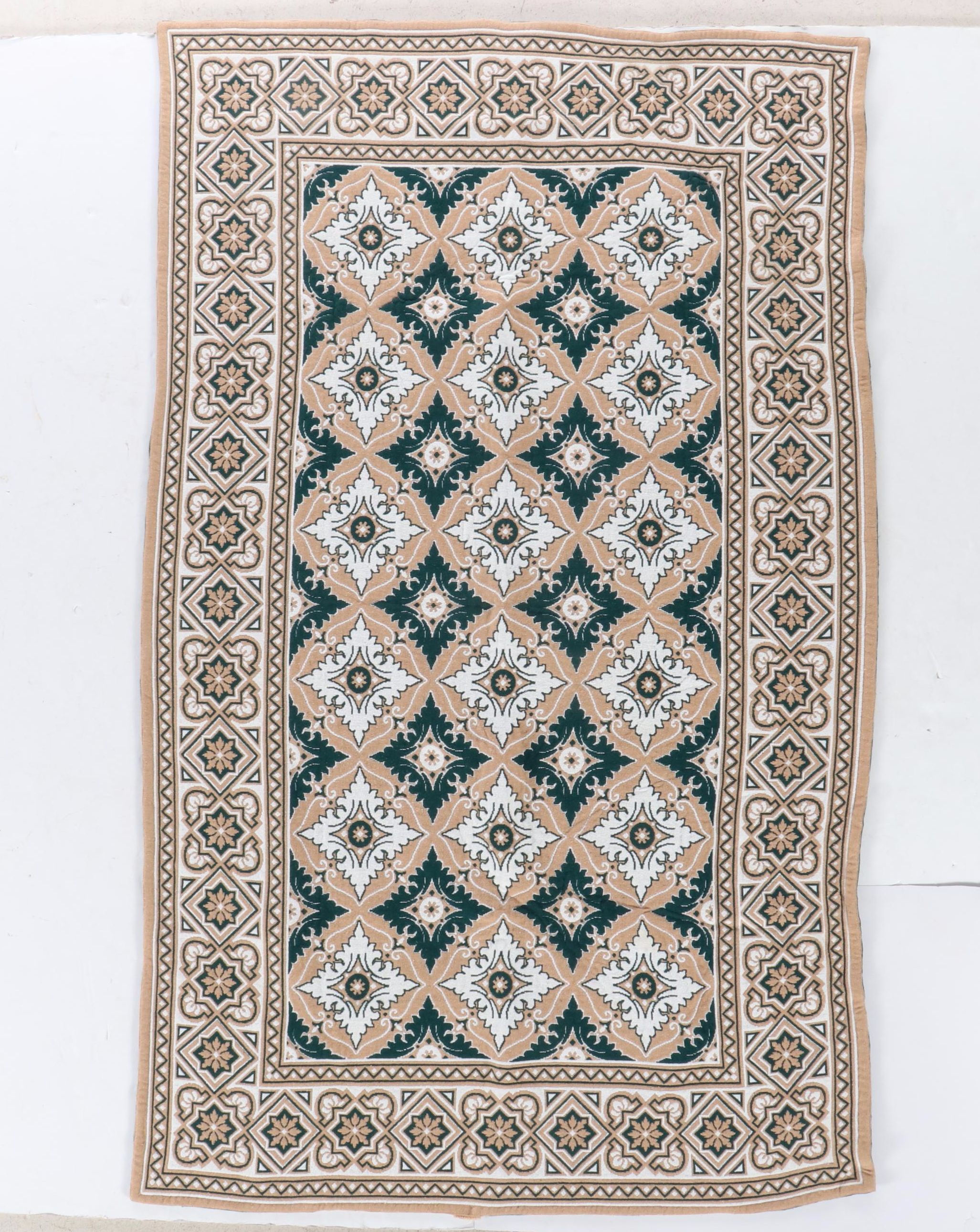 Handwoven Green and Tan Reversible Blanket Throw