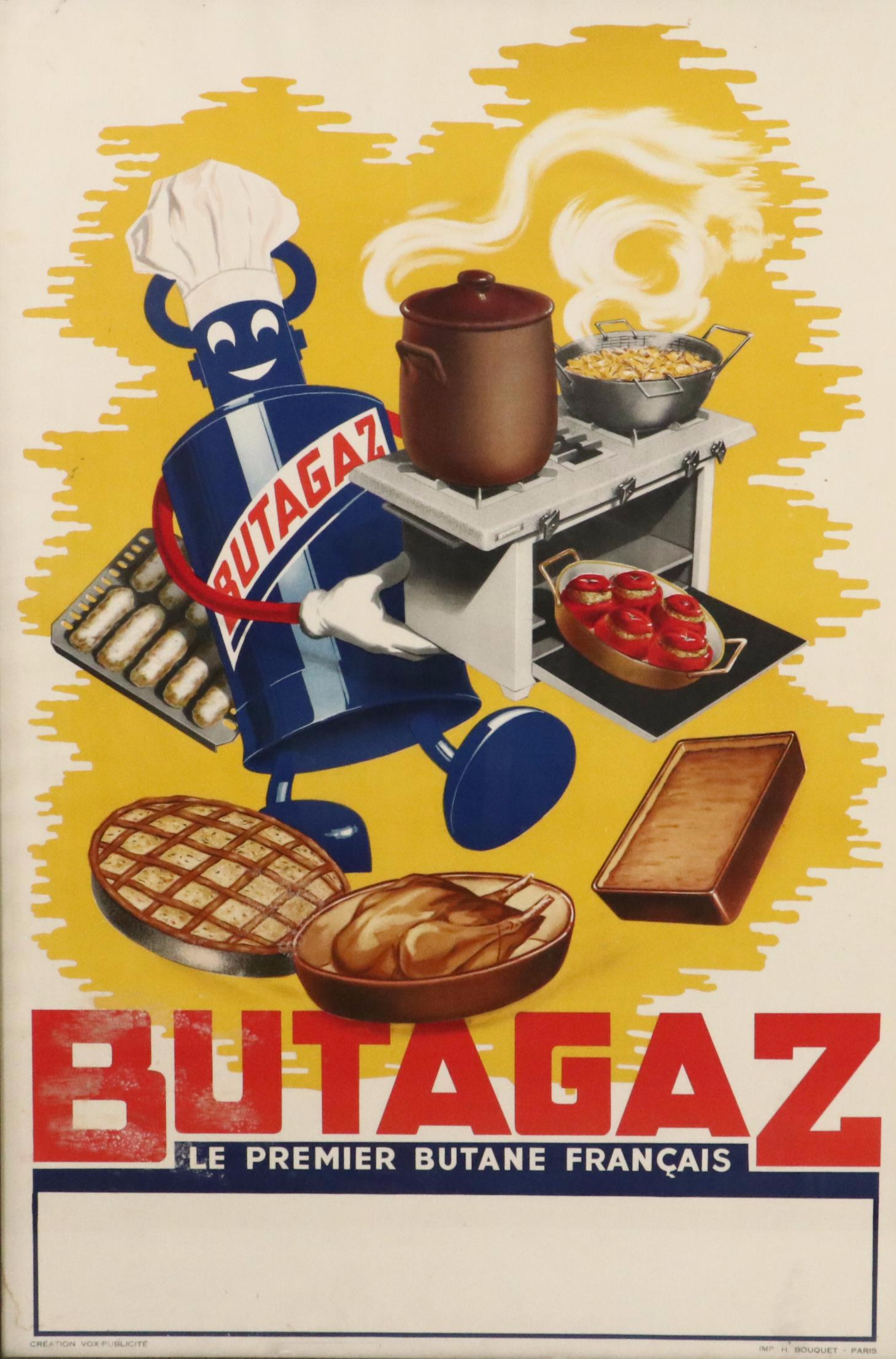 Lithograph and Halftone Poster "Butagaz - le Premier Butane Français," c. 1940