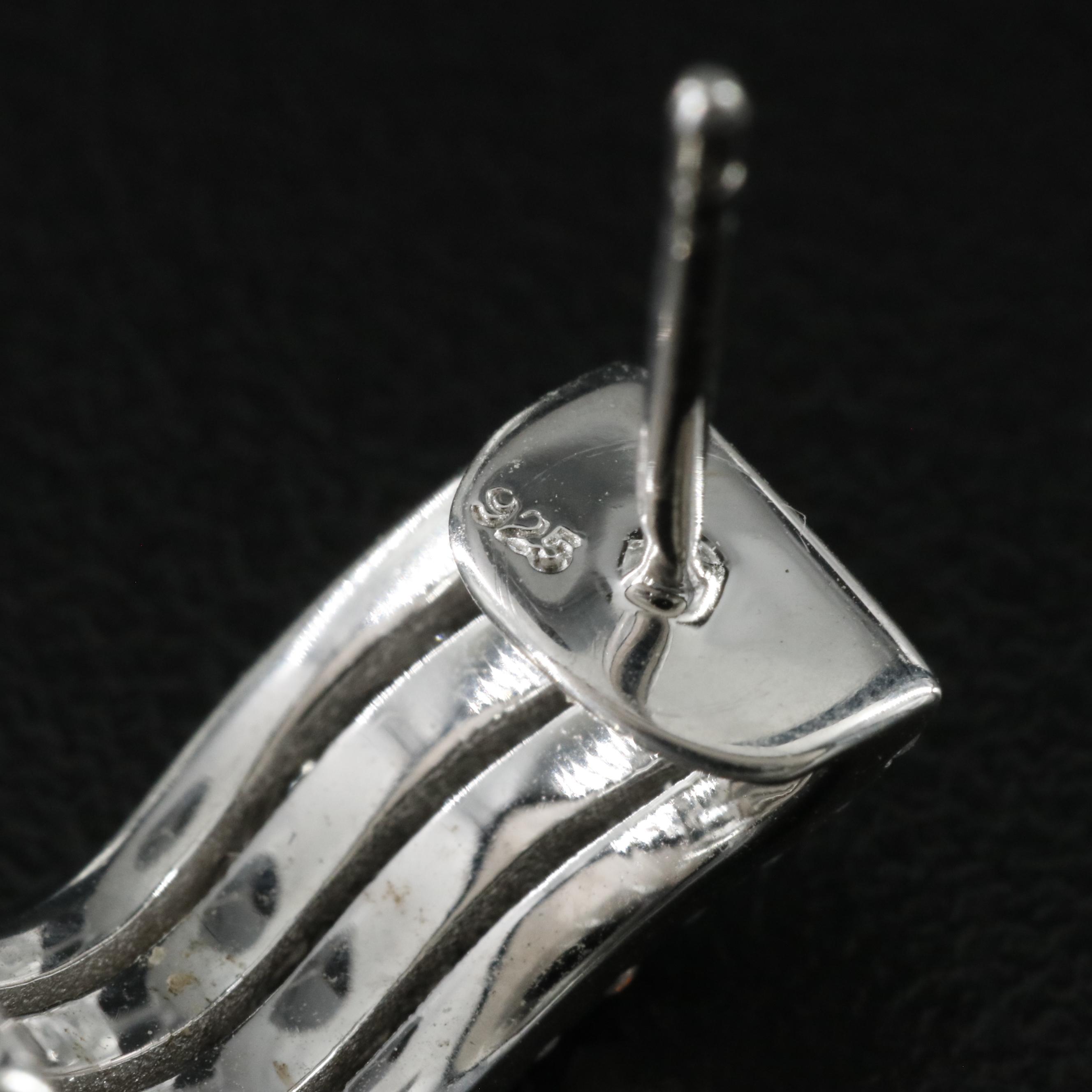 Sterling CZ Half-Hoop Earrings