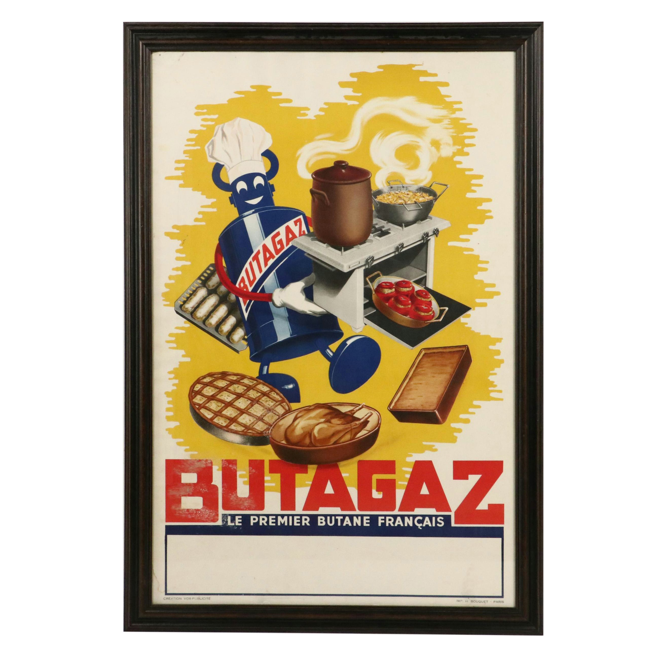 Lithograph and Halftone Poster "Butagaz - le Premier Butane Français," c. 1940