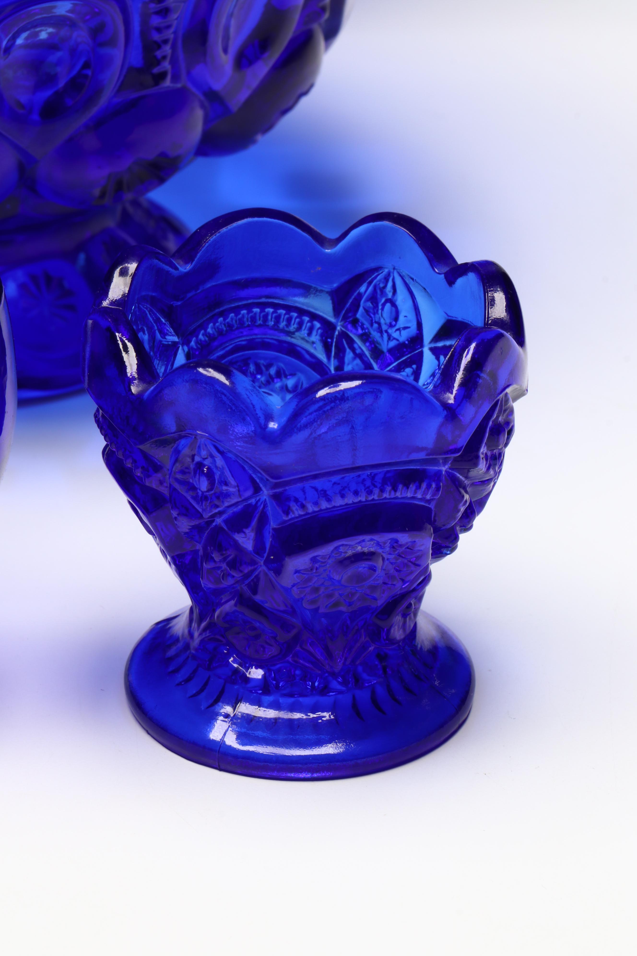 Cobalt Blue Glass Bowls, Glasses, Table Lamp, Perfume Bottle and More