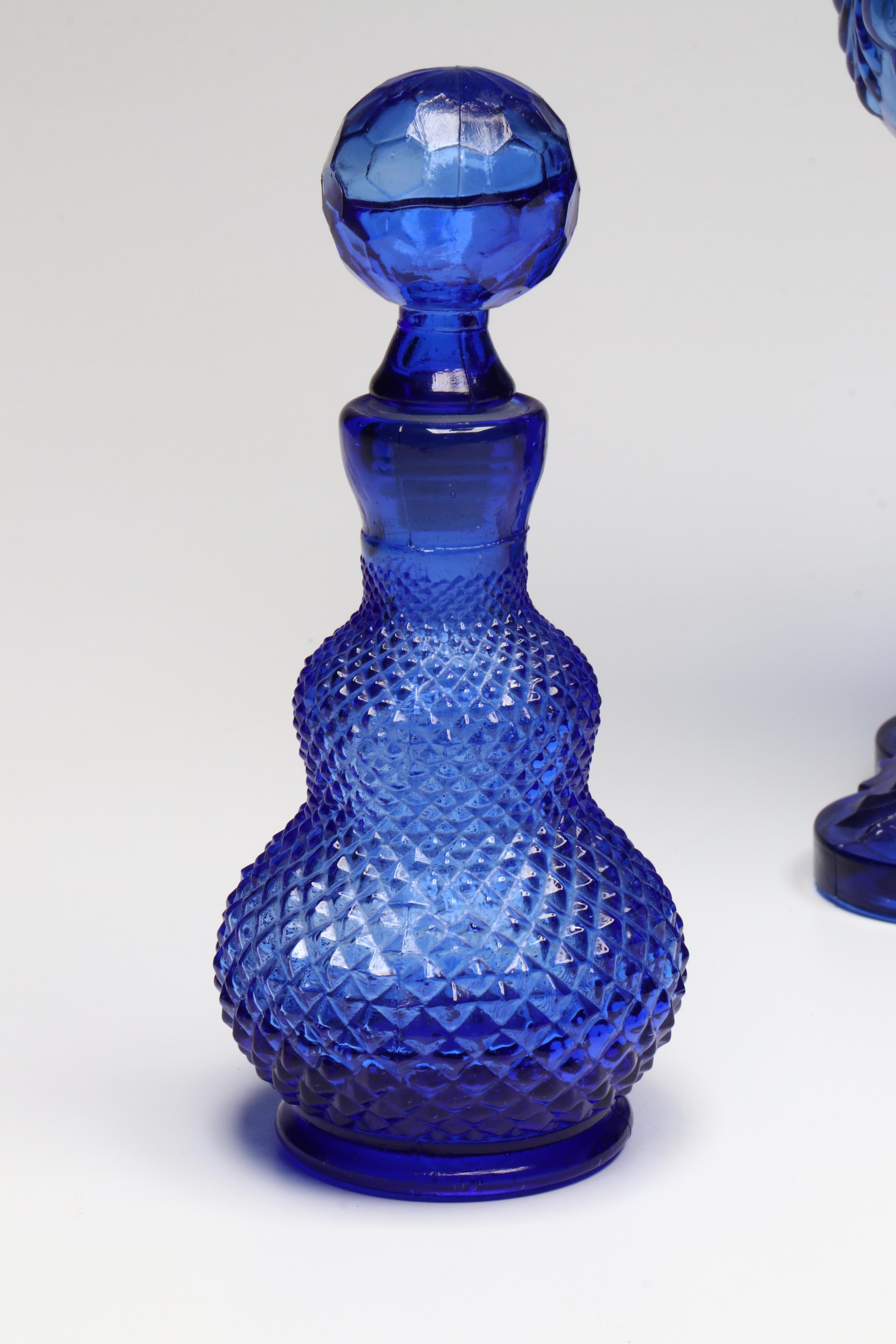 Cobalt Blue Glass Bowls, Glasses, Table Lamp, Perfume Bottle and More