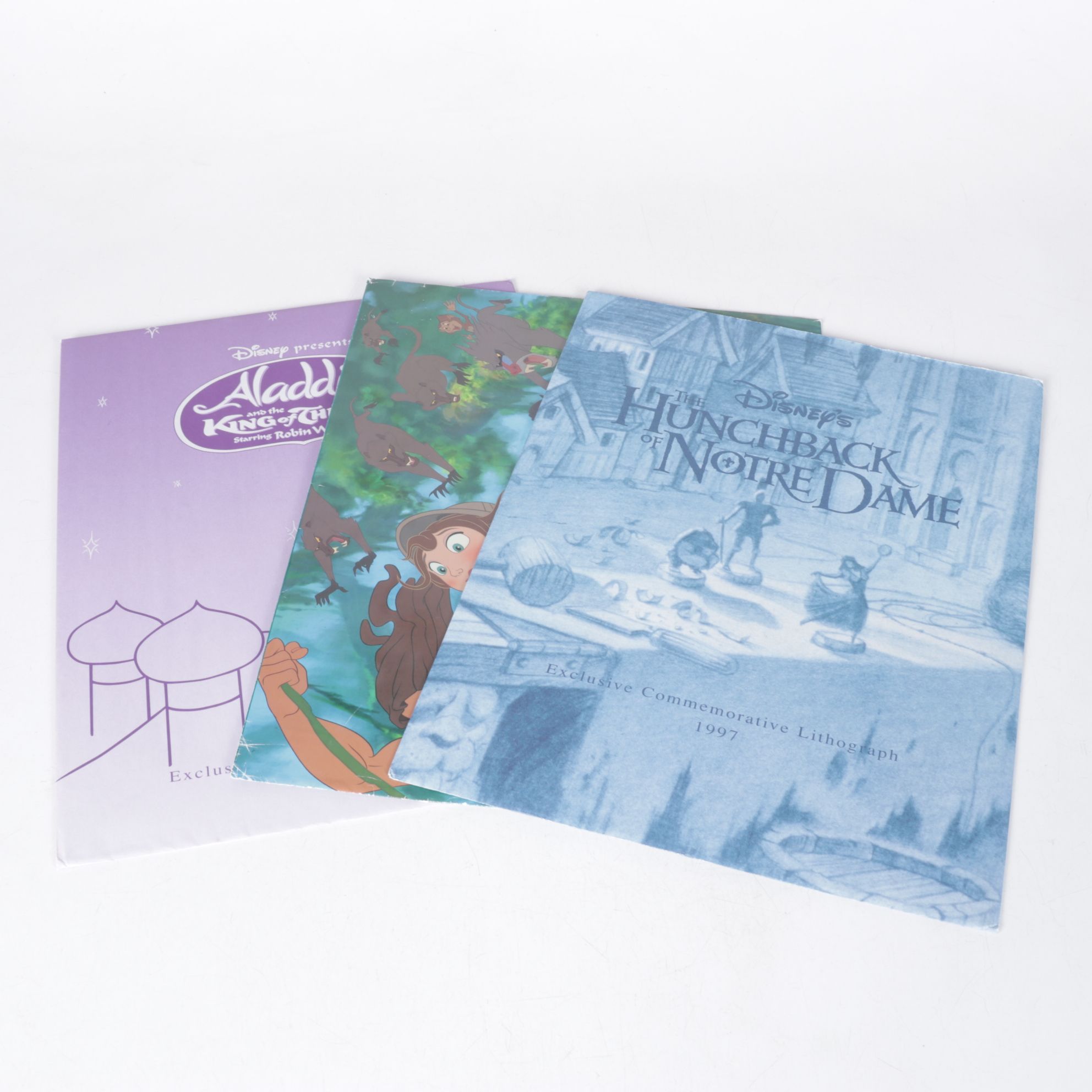 Aladdin, Tarzan & Hunchback of Notre Dame Disney Offset Lithographs