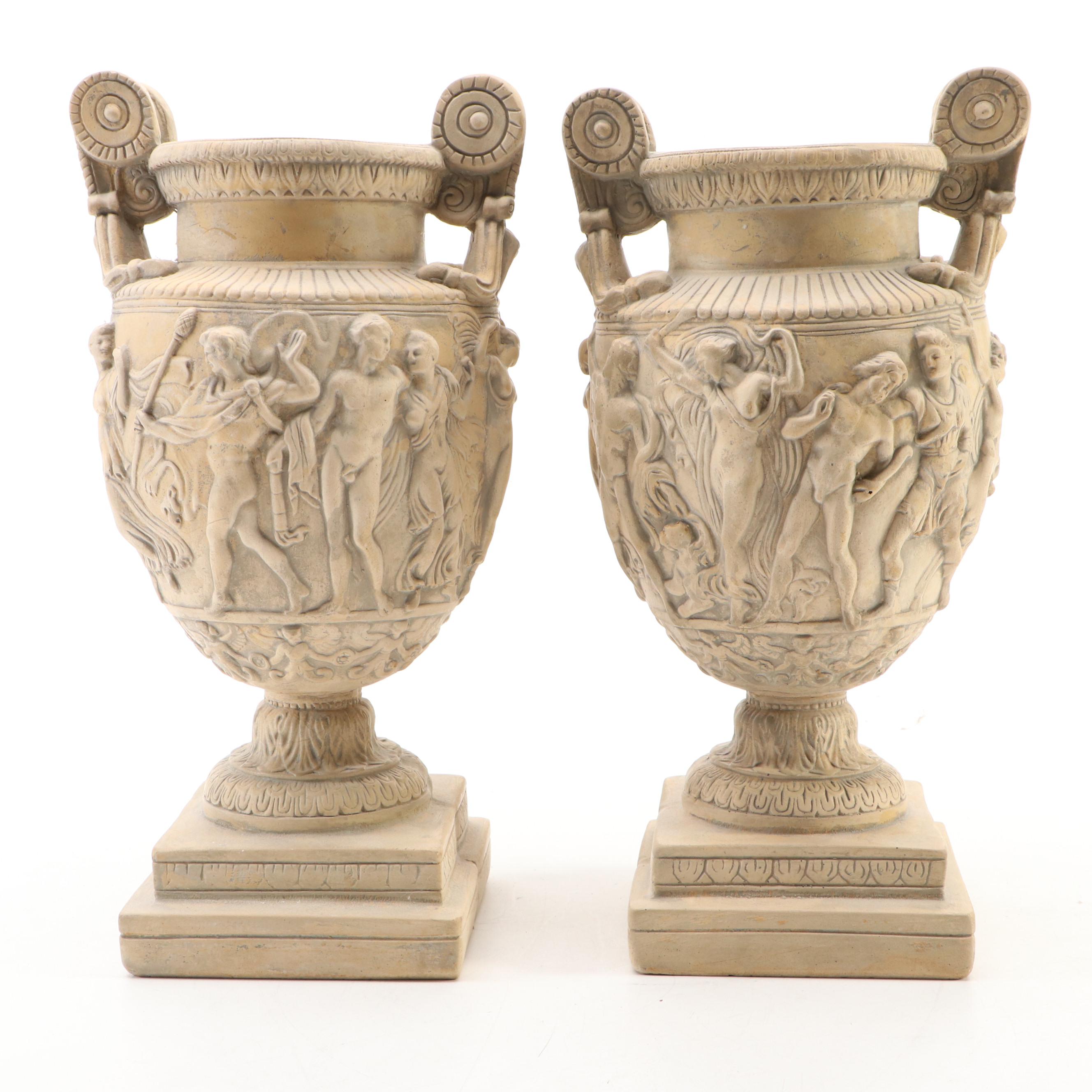 Pair of Reproduction Plaster Townley Vases