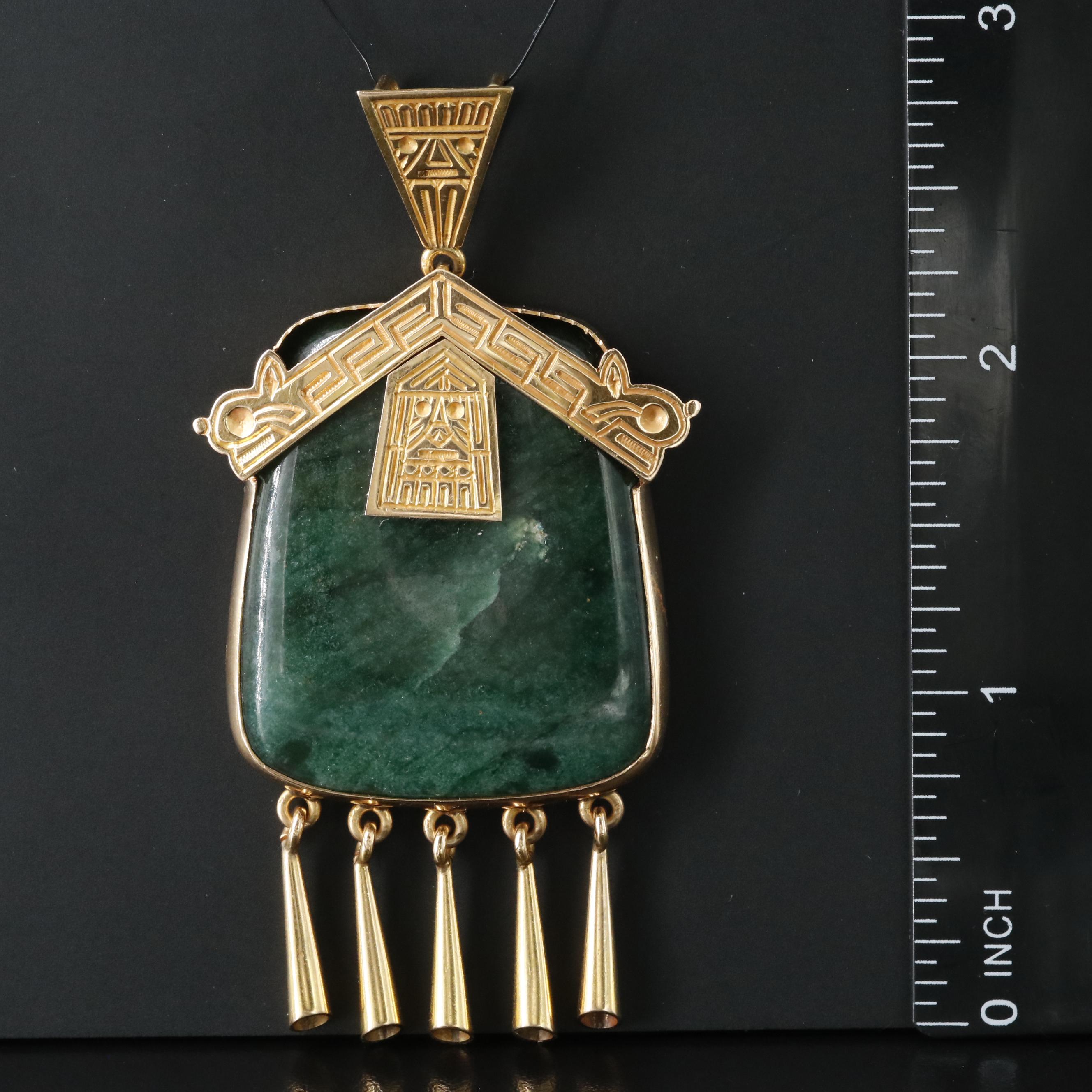 18K Mesoamerican Themed Jasper Pendant