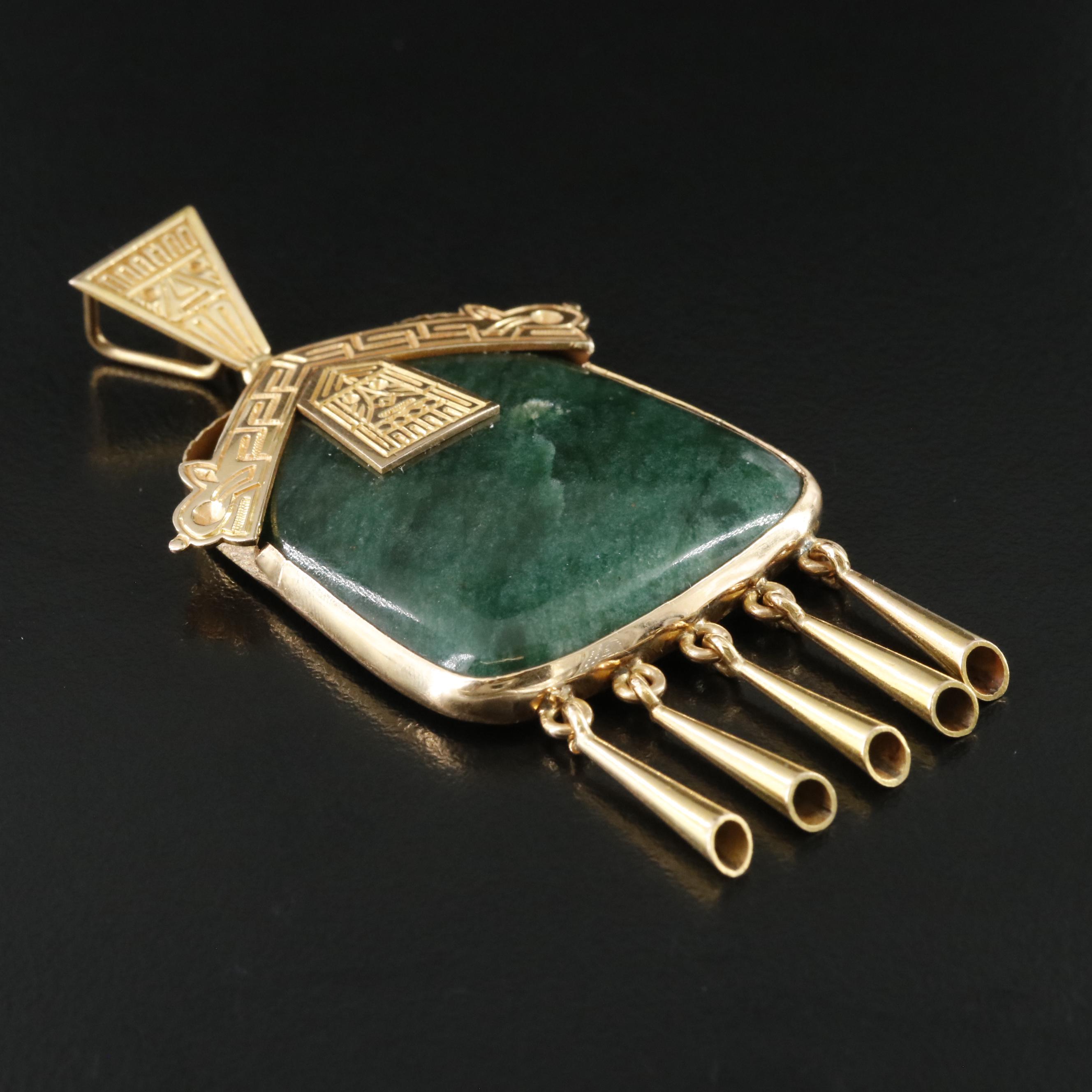 18K Mesoamerican Themed Jasper Pendant